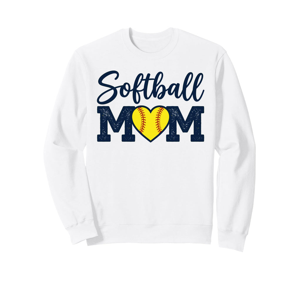 Softball Mom Heart Fastpitch Mama Game Sweatshirt - Graphic Print Unisex - T-Shirt, Sweatshirt, Hoodie