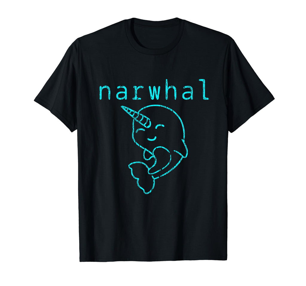 Narwhal Silhouette Distressed T-Shirt - Custom Art Print Unisex - T-Shirt, Sweatshirt, Hoodie