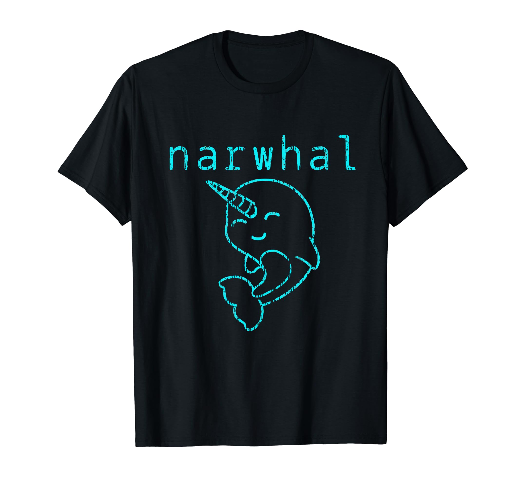 Narwhal Silhouette Distressed T-Shirt - Custom Art Print Unisex - T-Shirt, Sweatshirt, Hoodie