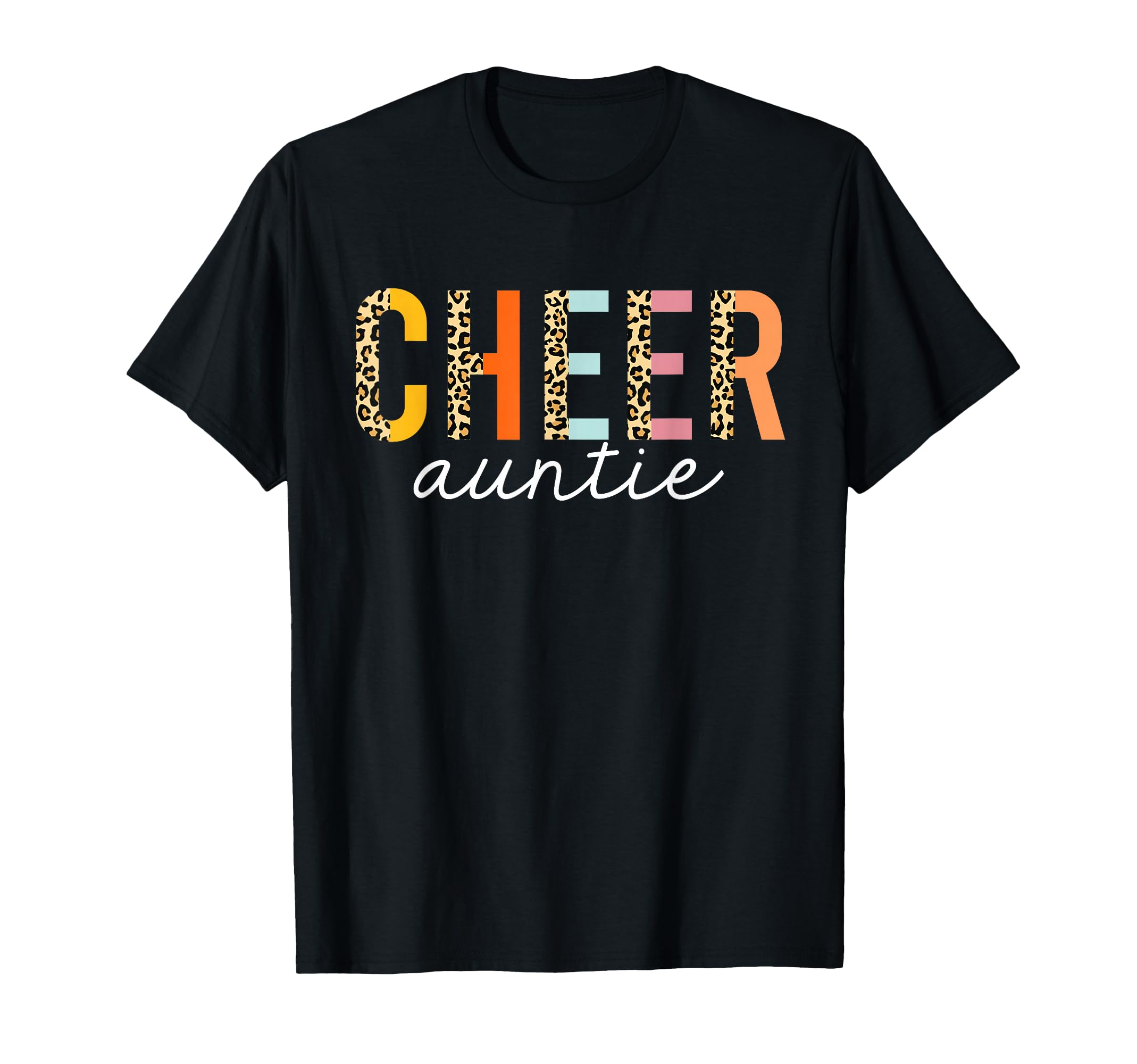 Cheer Auntie Leopard Cheerleader T-Shirt - Unique Graphic Men Women - T-Shirt, Sweatshirt, Hoodie