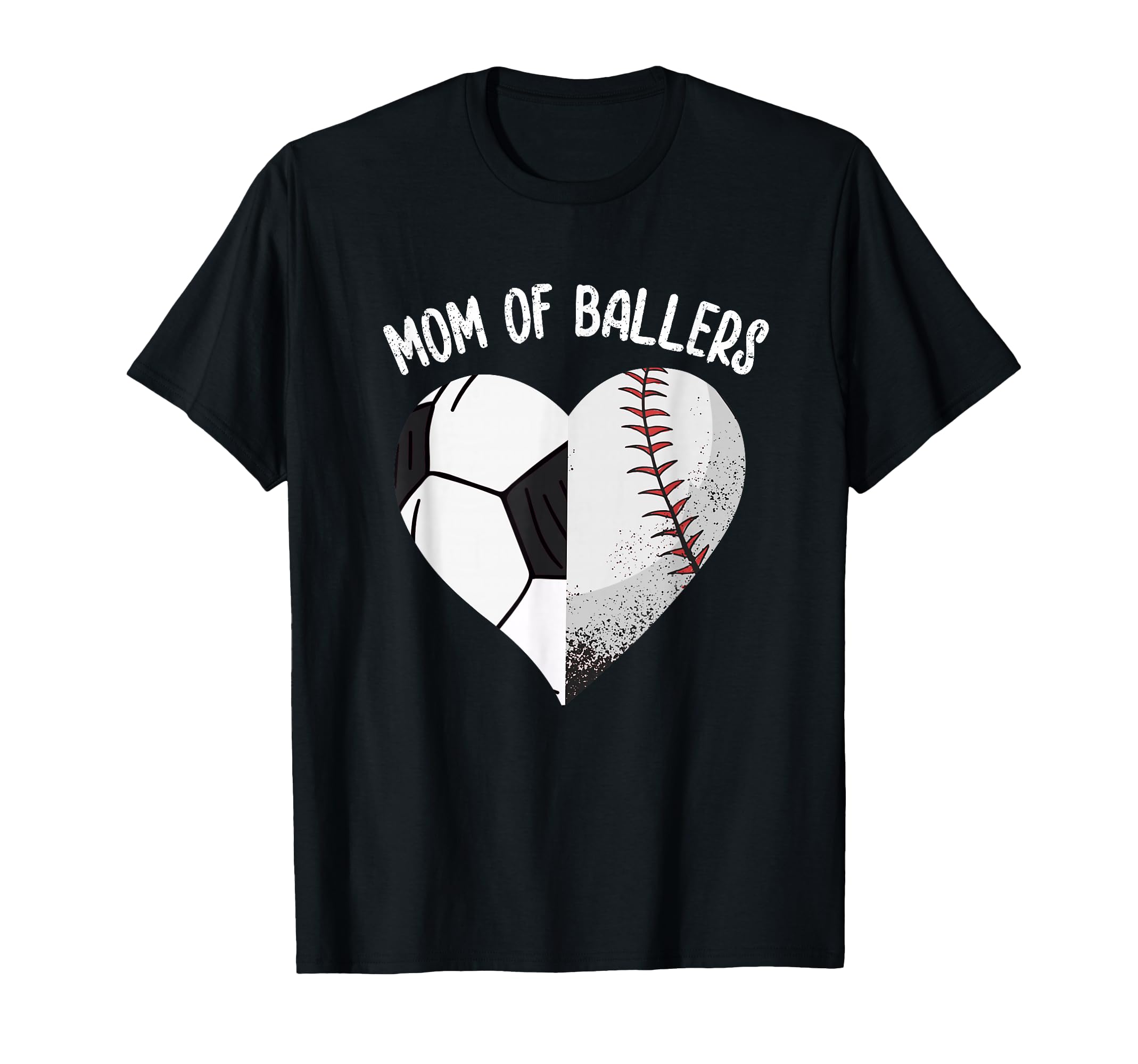 Mom Ballers Soccer Baseball Mama Heart T-Shirt - Novelty Apparel for Adults - T-Shirt, Sweatshirt, Hoodie