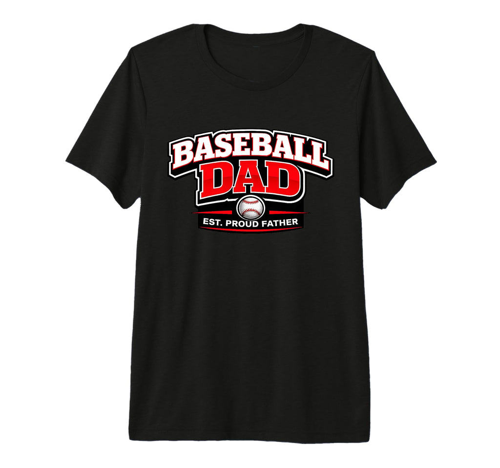 Mens Baseball Dad Established Proud T-Shirt - Custom Art Print Unisex - T-Shirt, Sweatshirt, Hoodie