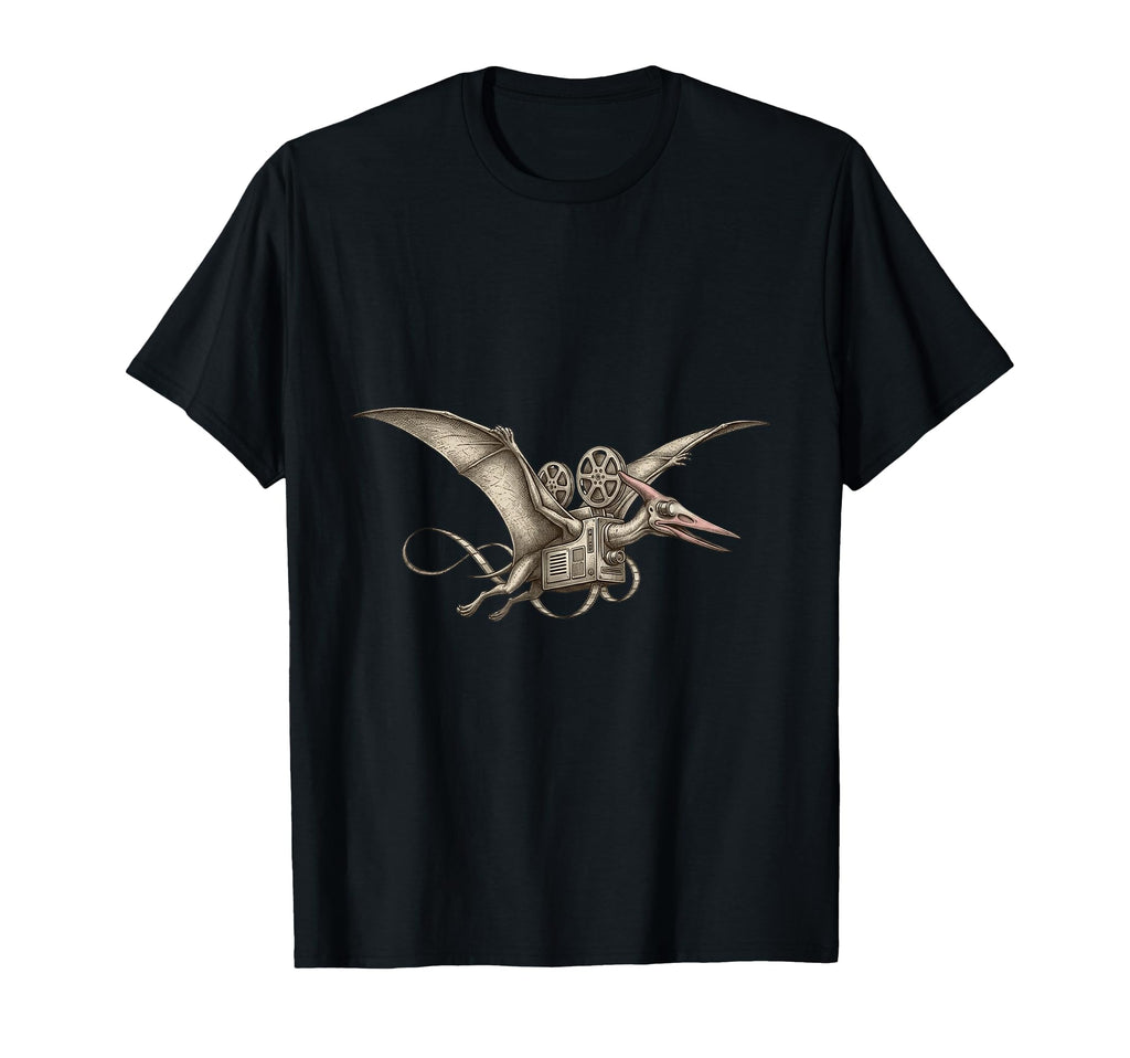 Pterodactyl Film Camera Flying Dinosaur T-Shirt - Graphic Print Men Women - T-Shirt, Sweatshirt, Hoodie