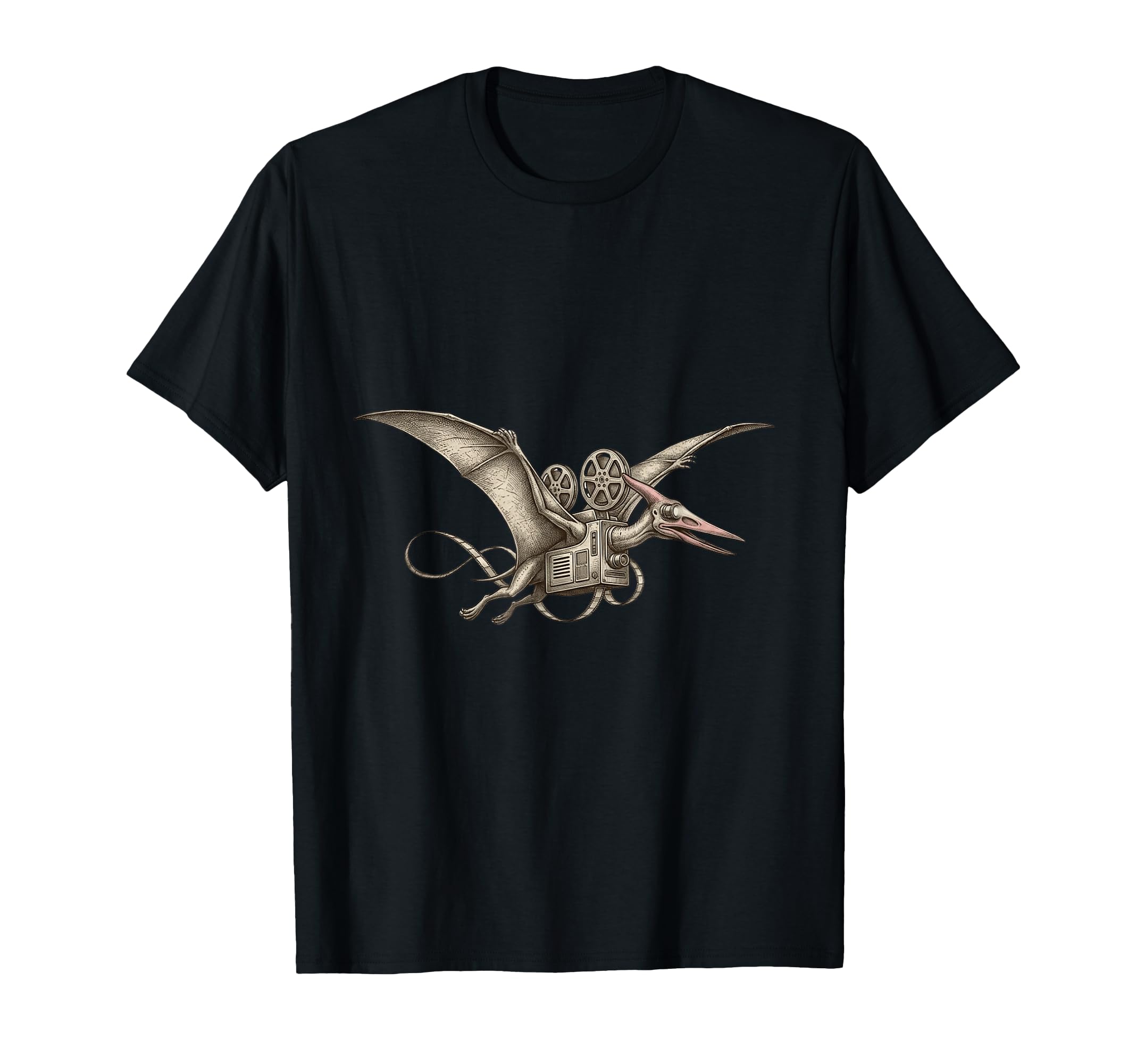 Pterodactyl Film Camera Flying Dinosaur T-Shirt - Graphic Print Men Women - T-Shirt, Sweatshirt, Hoodie