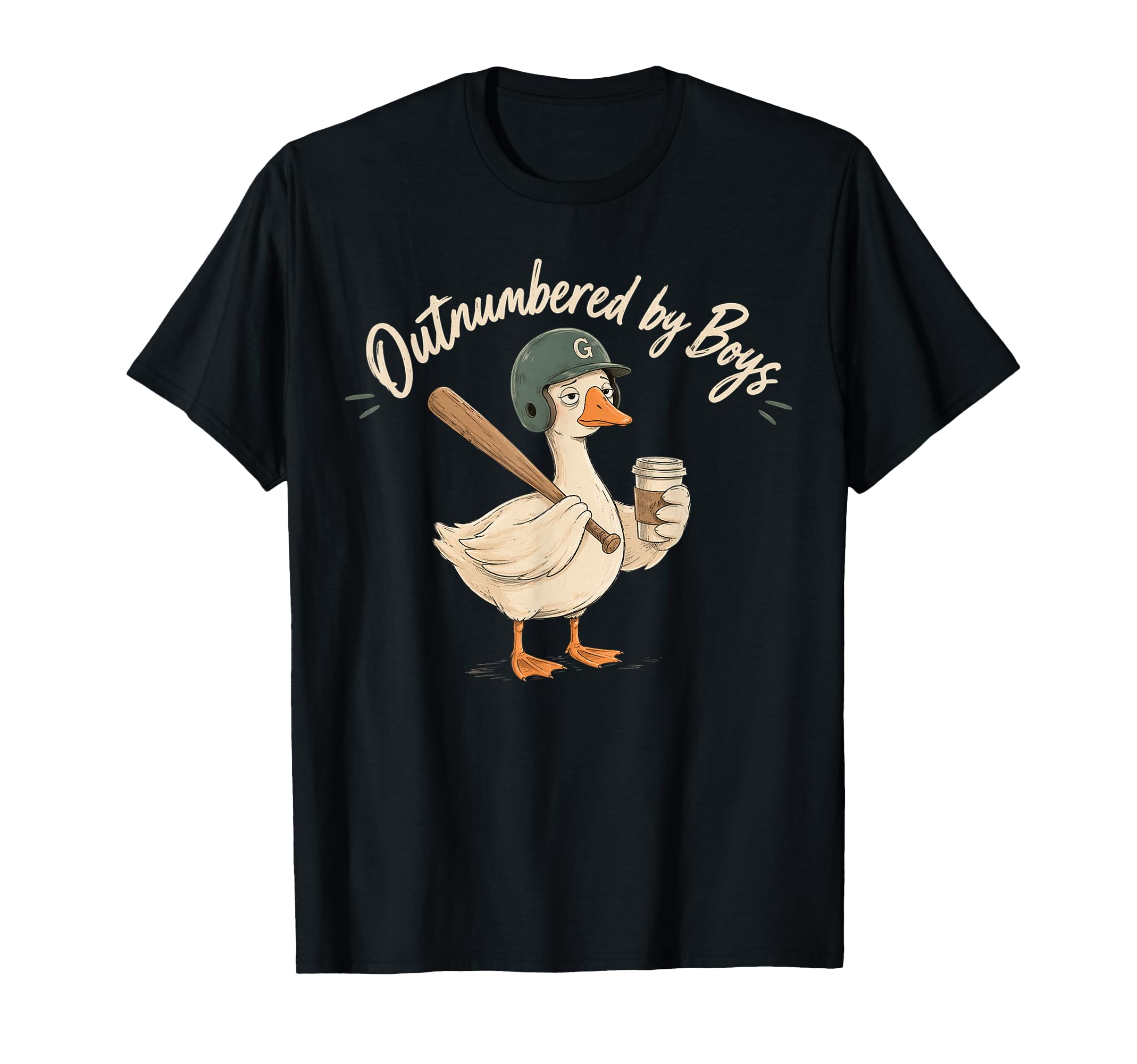 Outnumbered Baseball Mom Funny Goose T-Shirt - Custom Art Print Unisex - T-Shirt, Sweatshirt, Hoodie