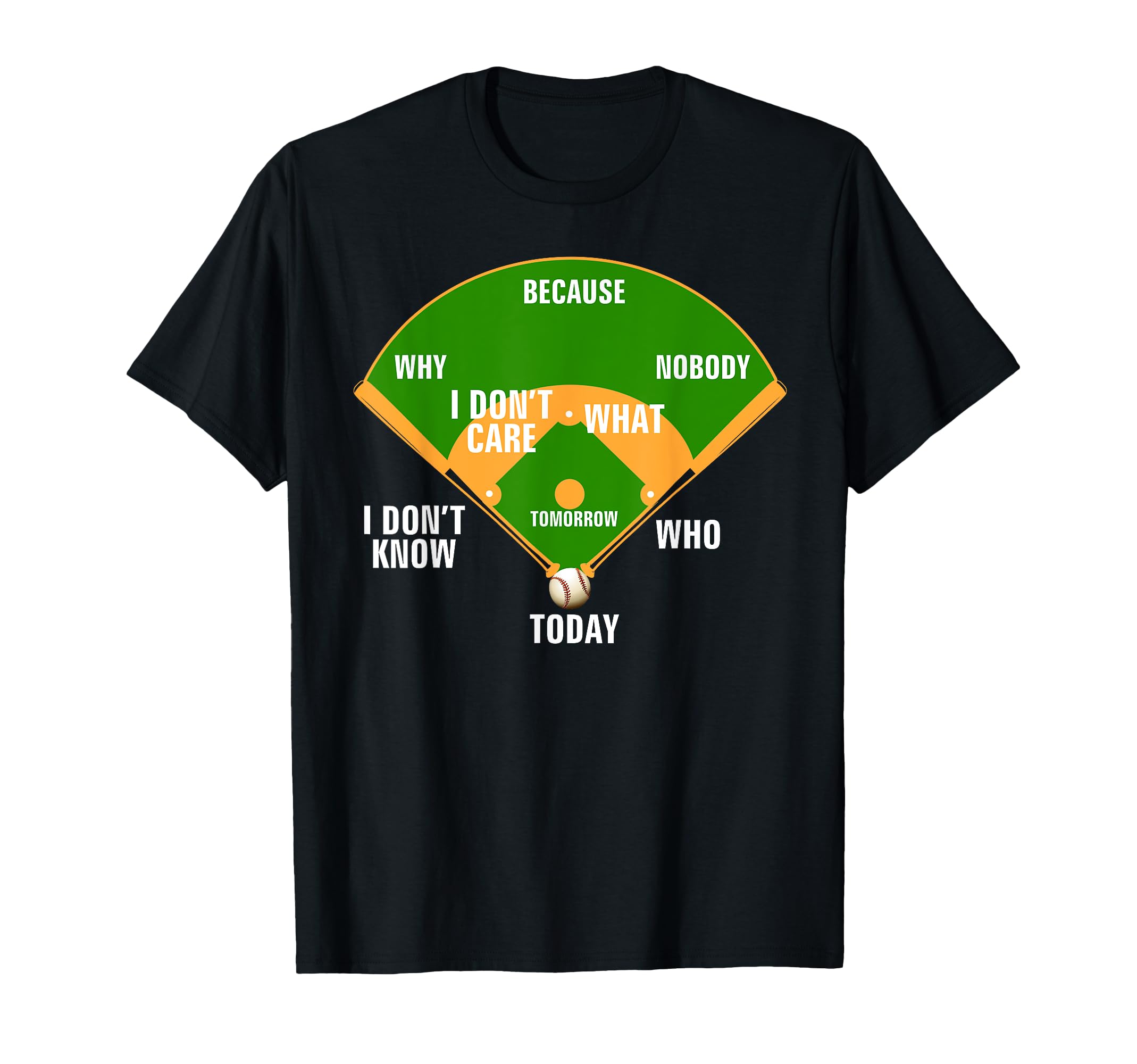 Whos First Baseball Diamond Fielding Card T-Shirt - Graphic Print Unisex - T-Shirt, Sweatshirt, Hoodie