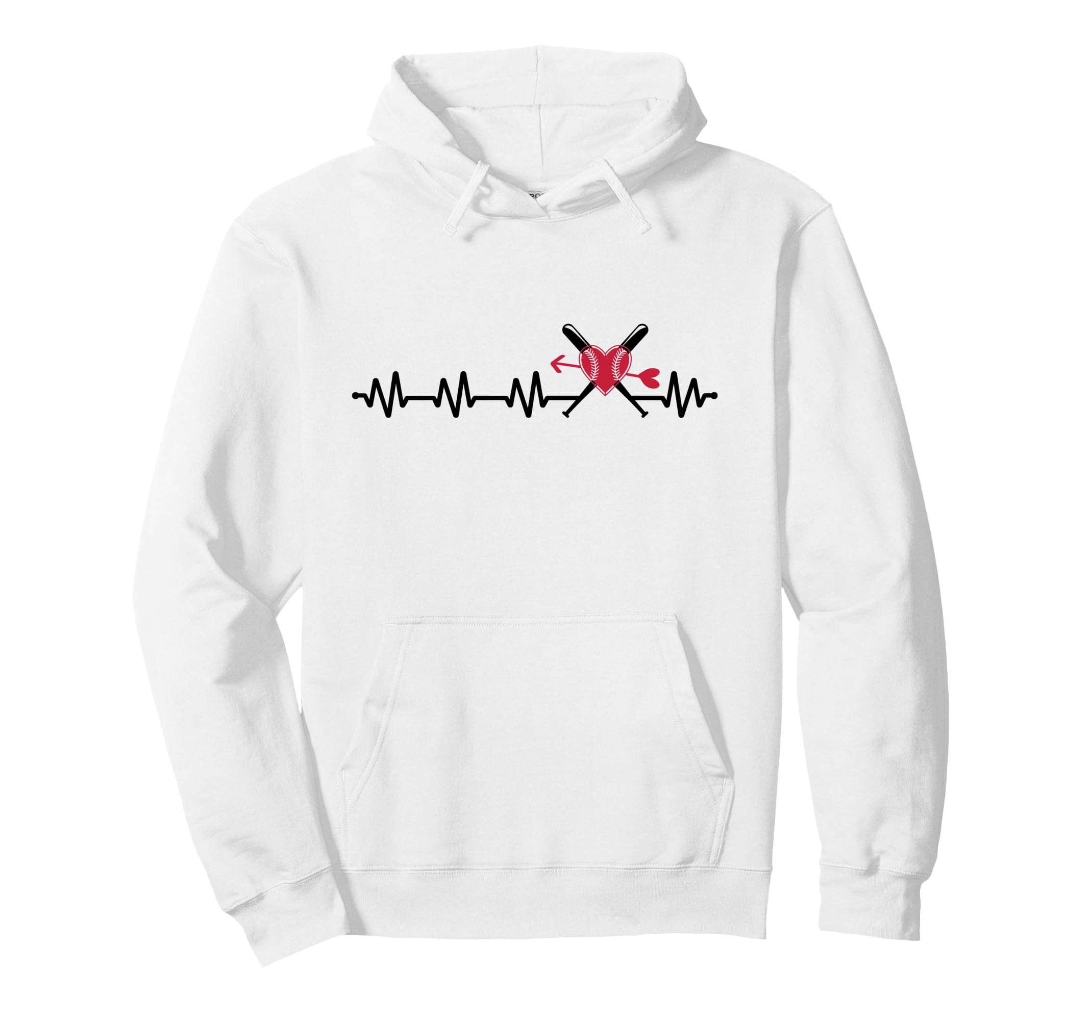 Baseball Softball Baseball Mom Heartbeat Hoodie - Graphic Print Men Women - T-Shirt, Sweatshirt, Hoodie