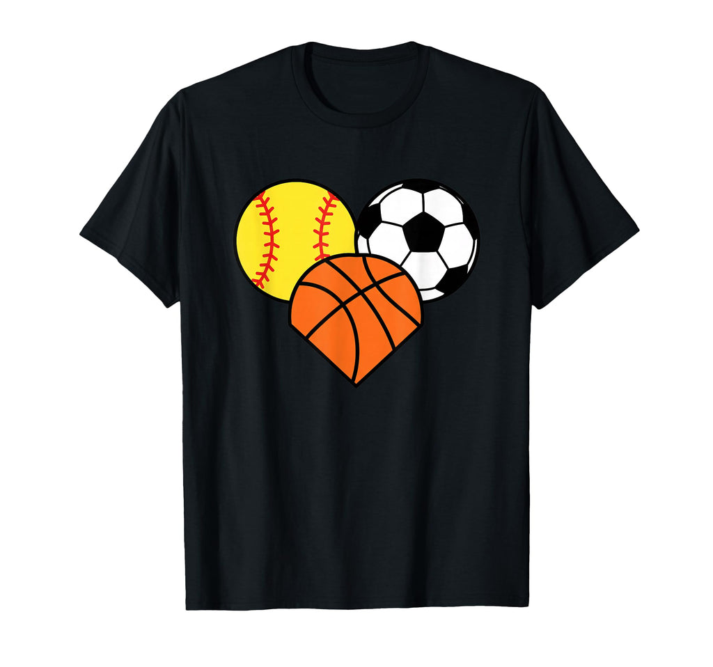 Mom Sports Heart Soccer Basketball T-Shirt - Fun Novelty Design for Adults - T-Shirt, Sweatshirt, Hoodie