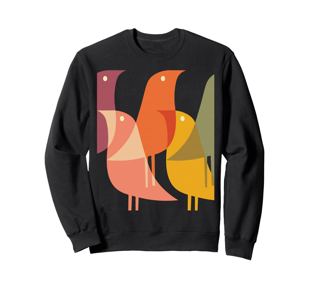 Bird Art Deco 60S Minimal Hippy Sweatshirt - Fun Novelty Design for Adults - T-Shirt, Sweatshirt, Hoodie