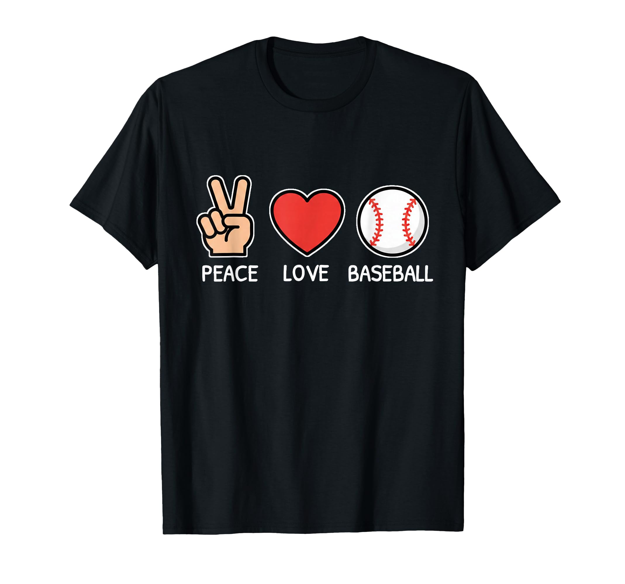 Peace Love Baseball Heart Hand Sign T-Shirt - Custom Art Print Men Women - T-Shirt, Sweatshirt, Hoodie