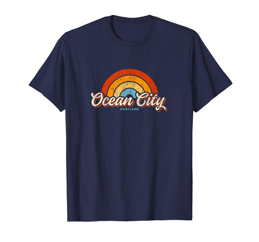 Ocean City Maryland Md Rainbow 70S T-Shirt - Trendy Graphic Unisex - T-Shirt, Sweatshirt, Hoodie