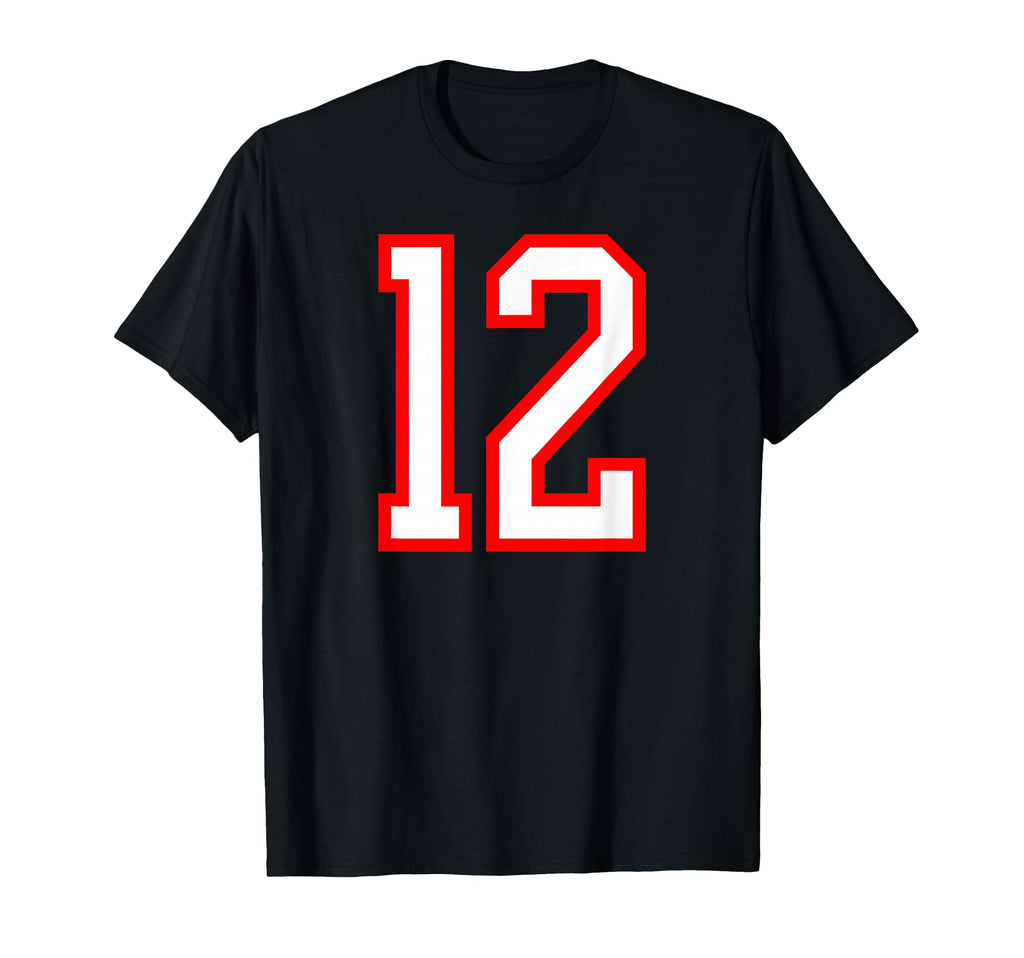 White Red Sports Team Number 12 T-Shirt - Custom Art Print Unisex - T-Shirt, Sweatshirt, Hoodie