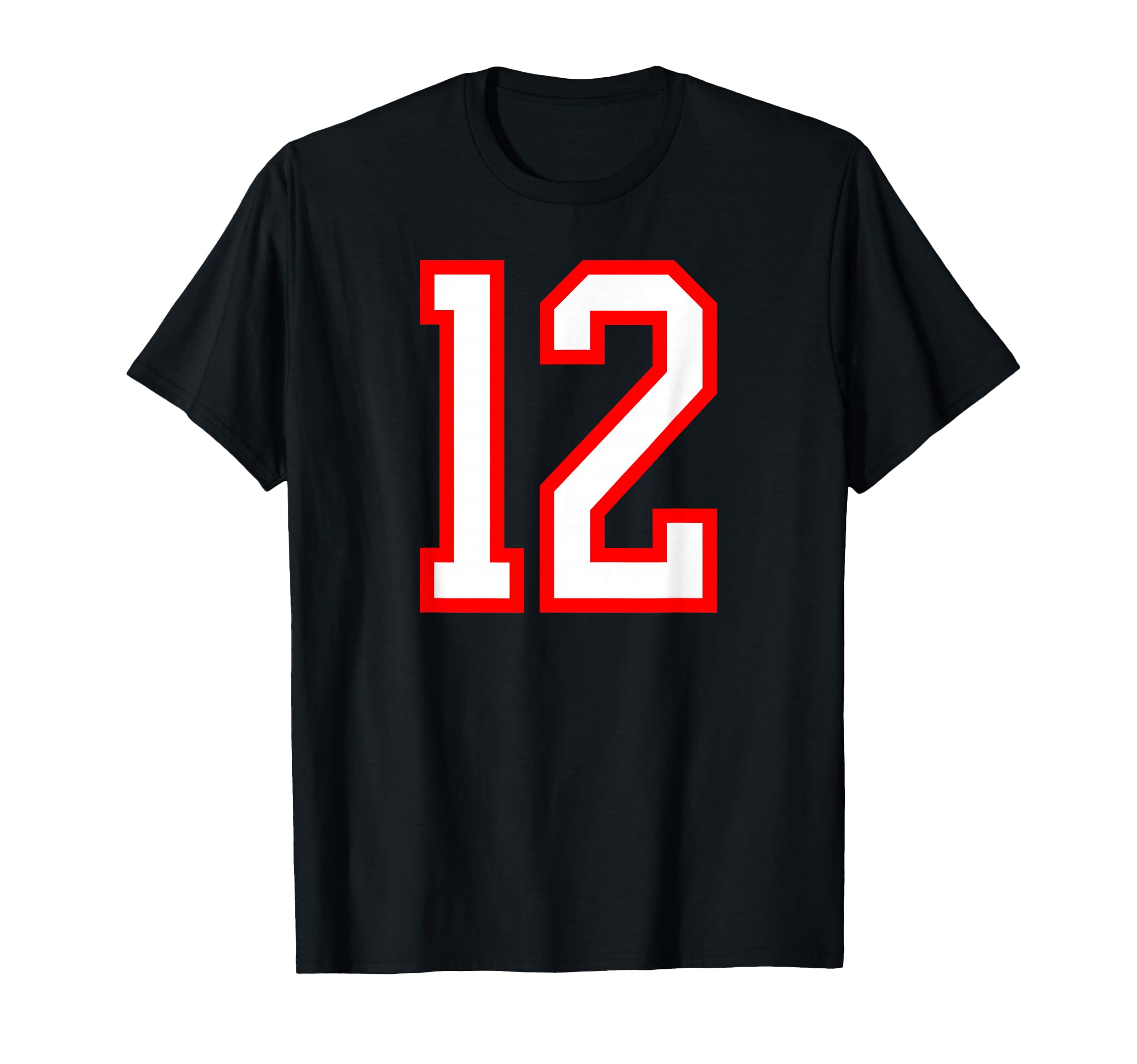 White Red Sports Team Number 12 T-Shirt - Custom Art Print Unisex - T-Shirt, Sweatshirt, Hoodie