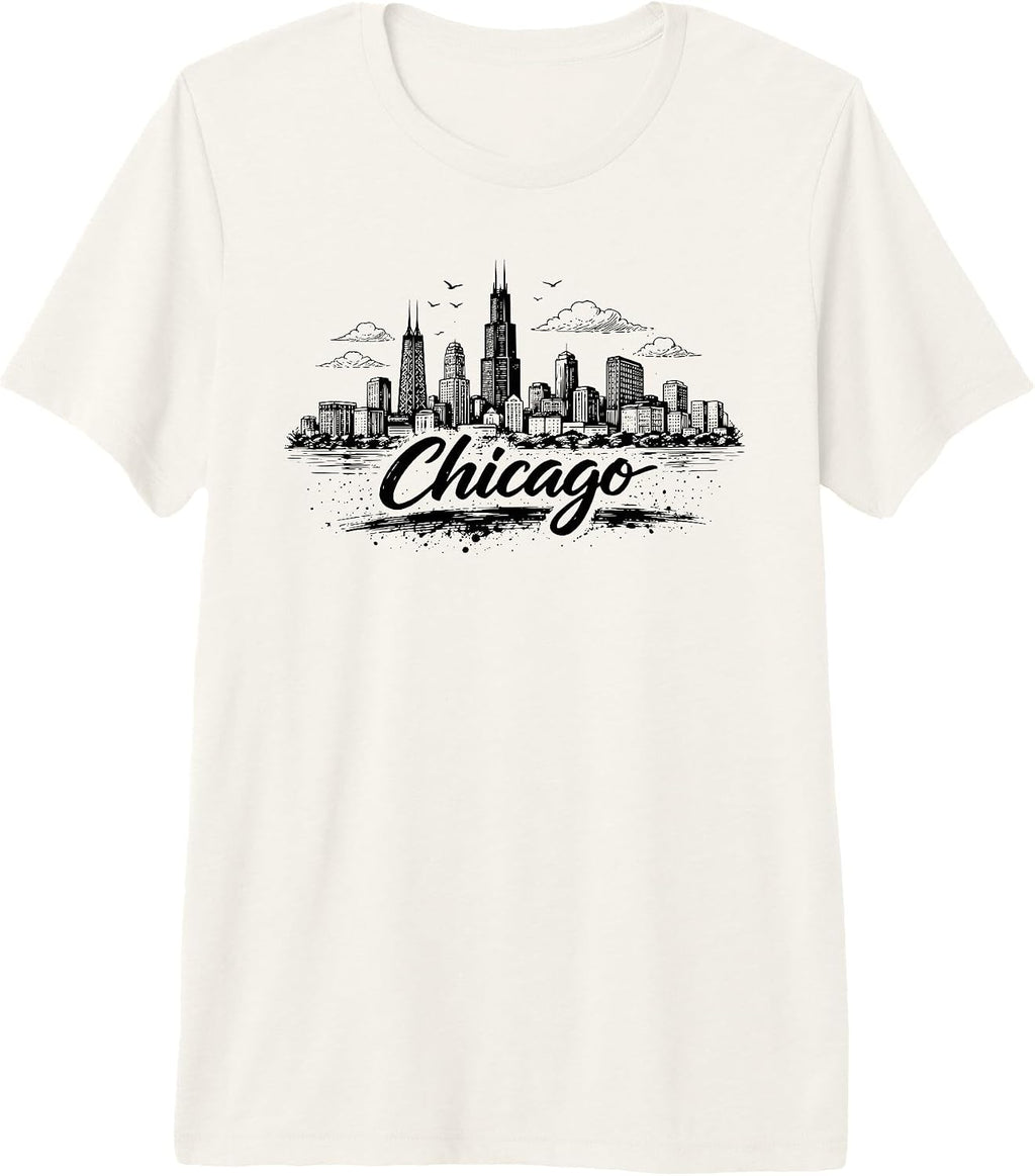 Chicago Cityscape Art - Adult & Kids T-Shirts, Sweatshirts & Hoodies apparel design preview 1