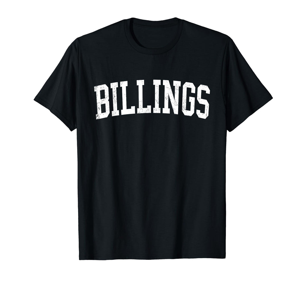 Billings Mt Distressed White Varsity T-Shirt - Minimalist Print Unisex - T-Shirt, Sweatshirt, Hoodie