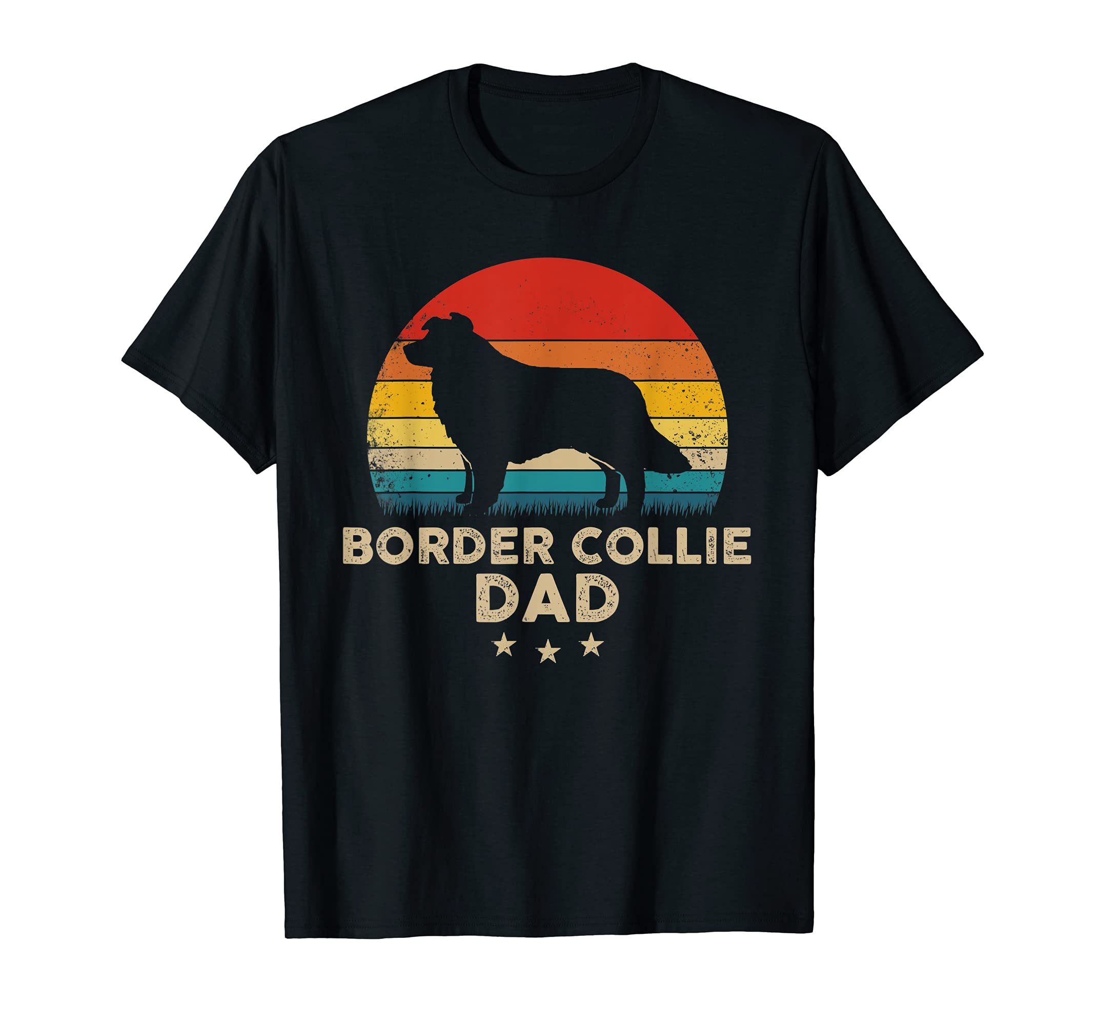 Border Collie Dad Silhouette Sunset T-Shirt - Unique Graphic for Adults - T-Shirt, Sweatshirt, Hoodie