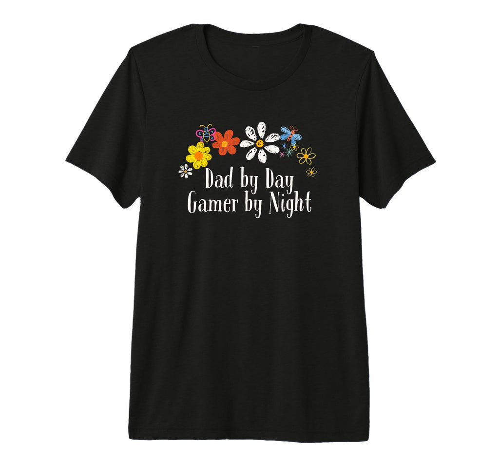 Funny Dad Day Gamer Night Flowers Tri Blend T-Shirt - Unique Graphic Unisex - T-Shirt, Sweatshirt, Hoodie