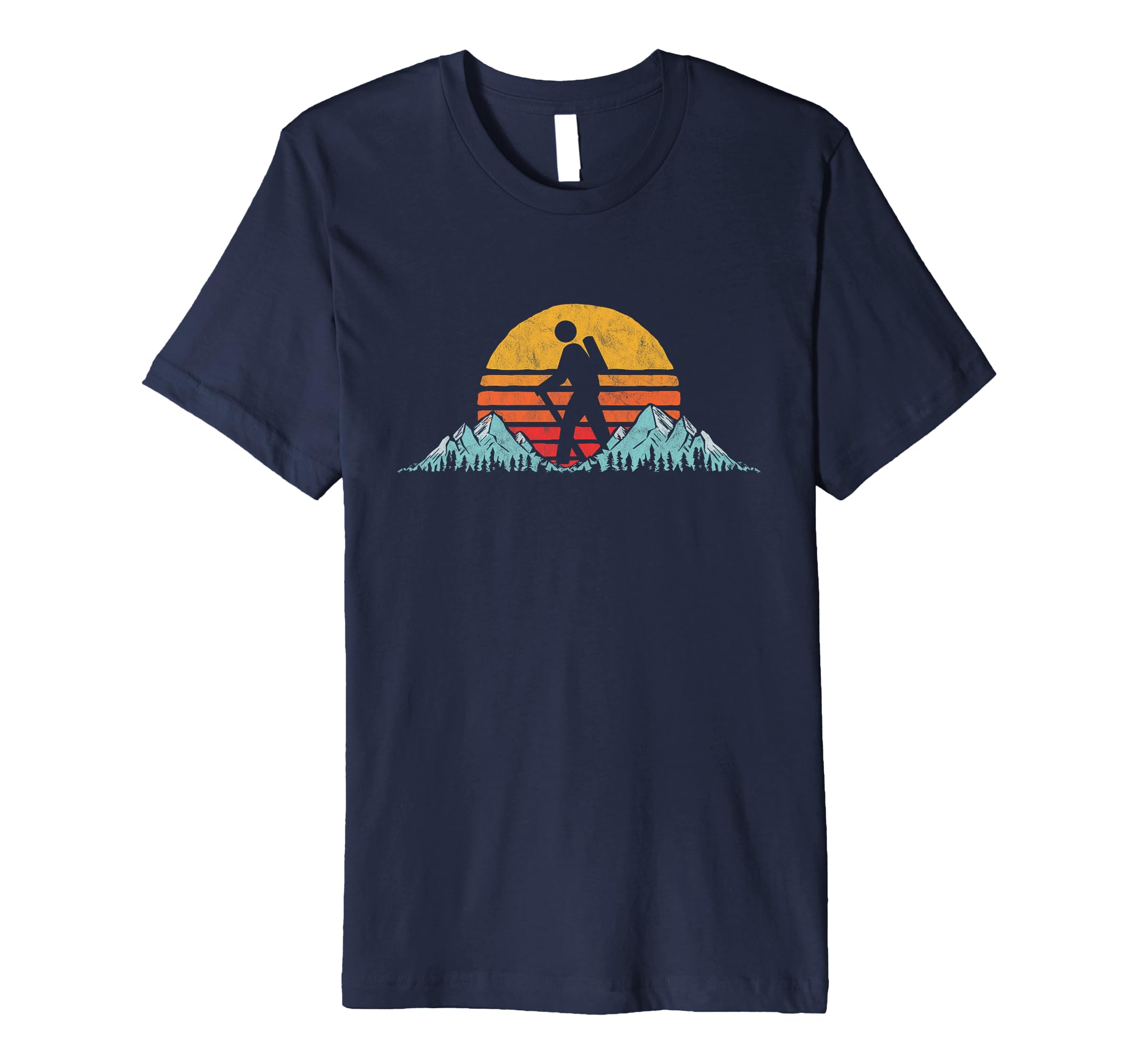 Hiking Mountains Distressed Hike Symbol T-Shirt - Unique Graphic Men Women - T-Shirt, Sweatshirt, Hoodie