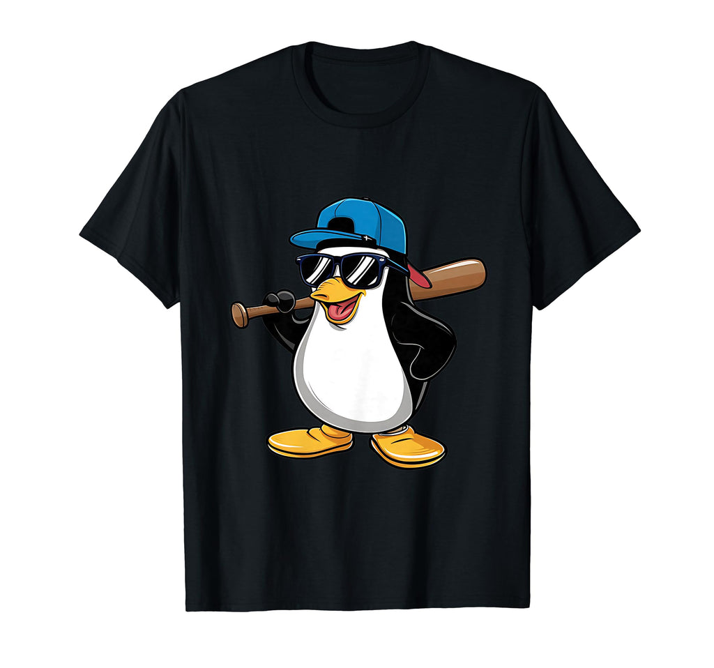 Penguin Baseball Panda Playing T-Shirt - Novelty Apparel Men Women - T-Shirt, Sweatshirt, Hoodie
