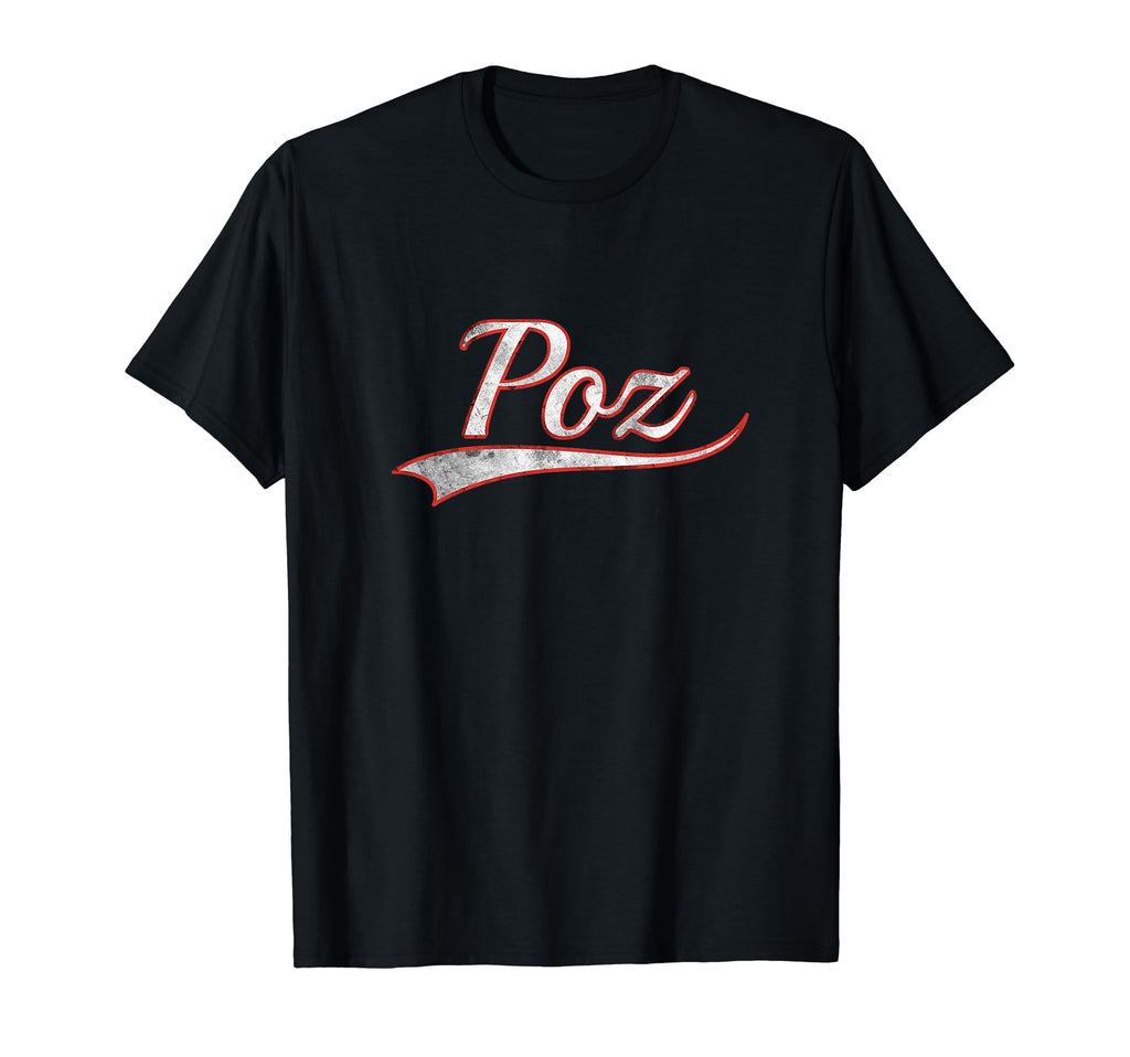 Poz Varsity Distressed Throwback T-Shirt - Graphic Print for Adults - T-Shirt, Sweatshirt, Hoodie