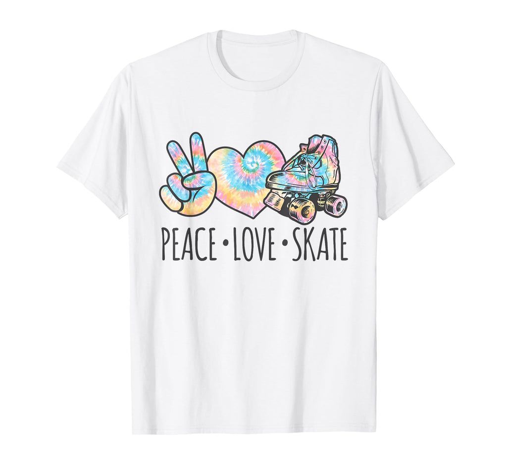 Tie Dye Roller Skating Teen Peace Love T-Shirt - Custom Art Print Unisex - T-Shirt, Sweatshirt, Hoodie