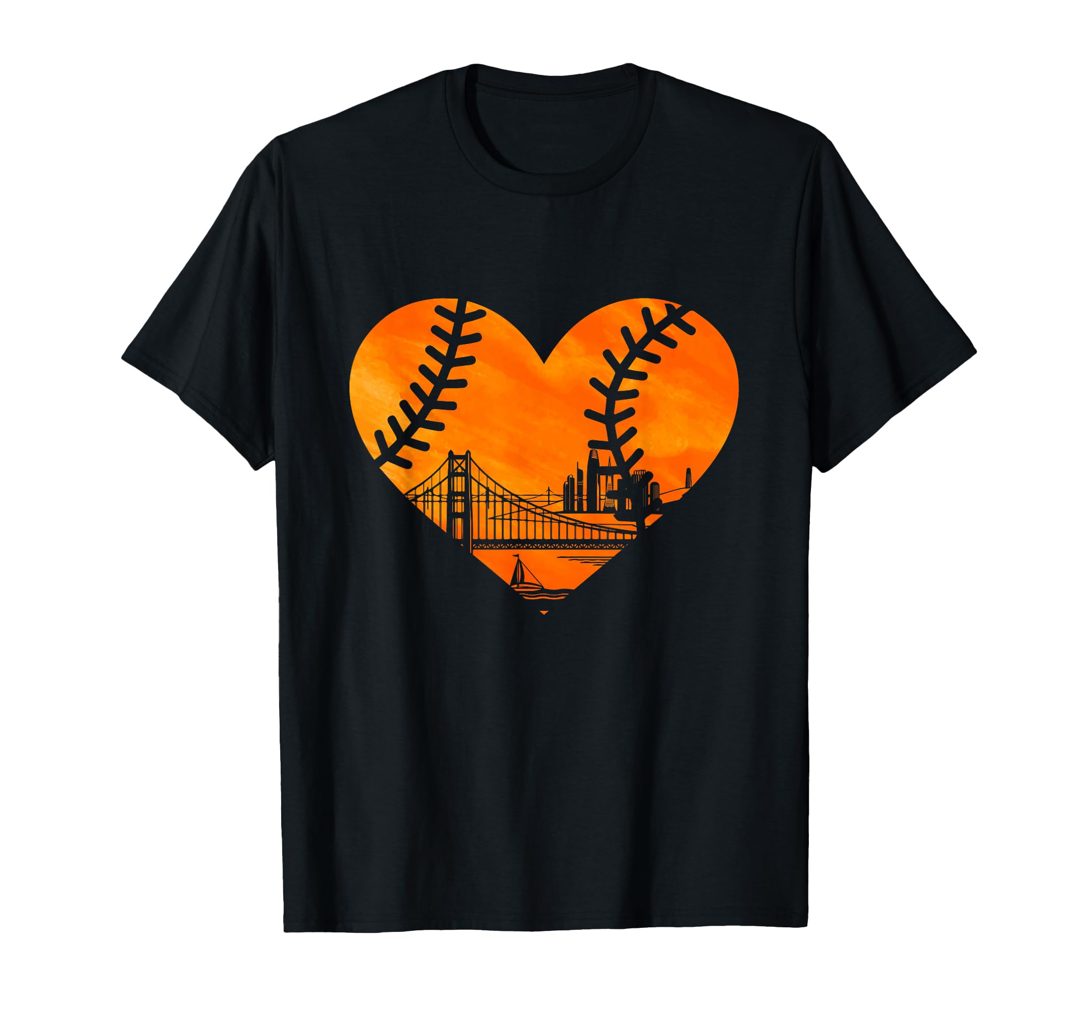 Us State San Francisco Baseball Heart T-Shirt - Streetwear Style Unisex - T-Shirt, Sweatshirt, Hoodie