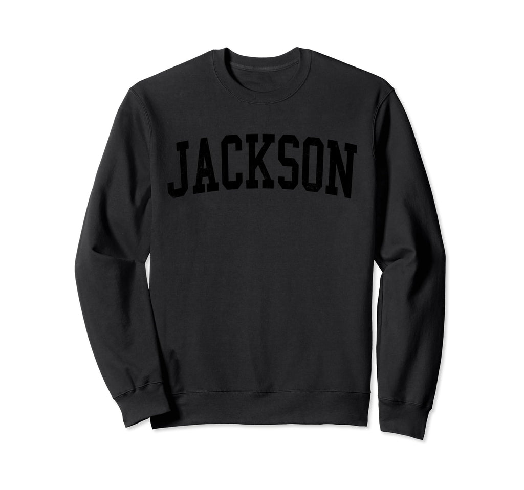 Jackson Ms Distressed Black Varsity Sweatshirt - Trendy Graphic for Adults - T-Shirt, Sweatshirt, Hoodie
