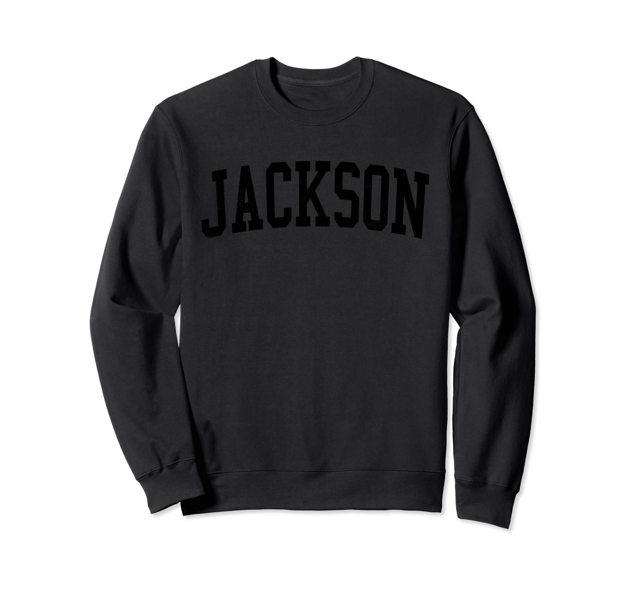 Jackson Ms Distressed Black Varsity Sweatshirt - Trendy Graphic for Adults - T-Shirt, Sweatshirt, Hoodie