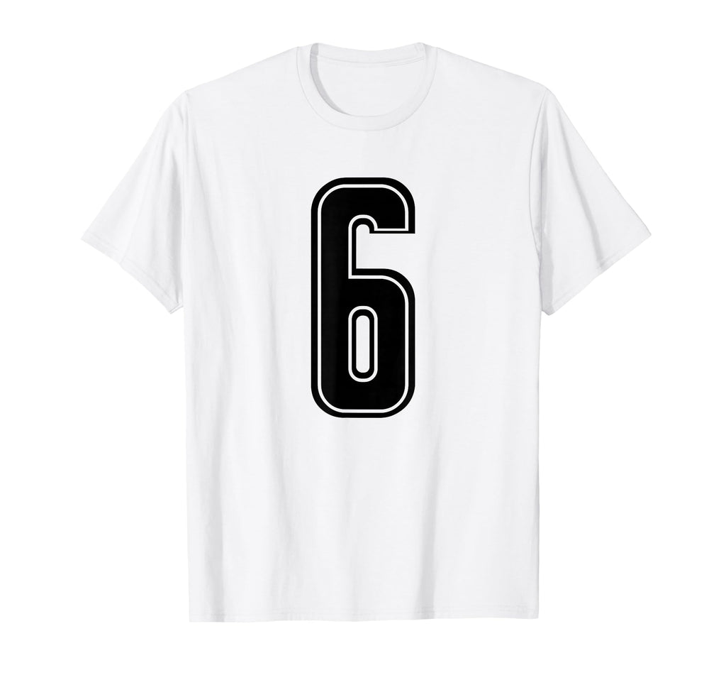 Black Sports Team Number 6 T-Shirt - Trendy Graphic for Adults - T-Shirt, Sweatshirt, Hoodie