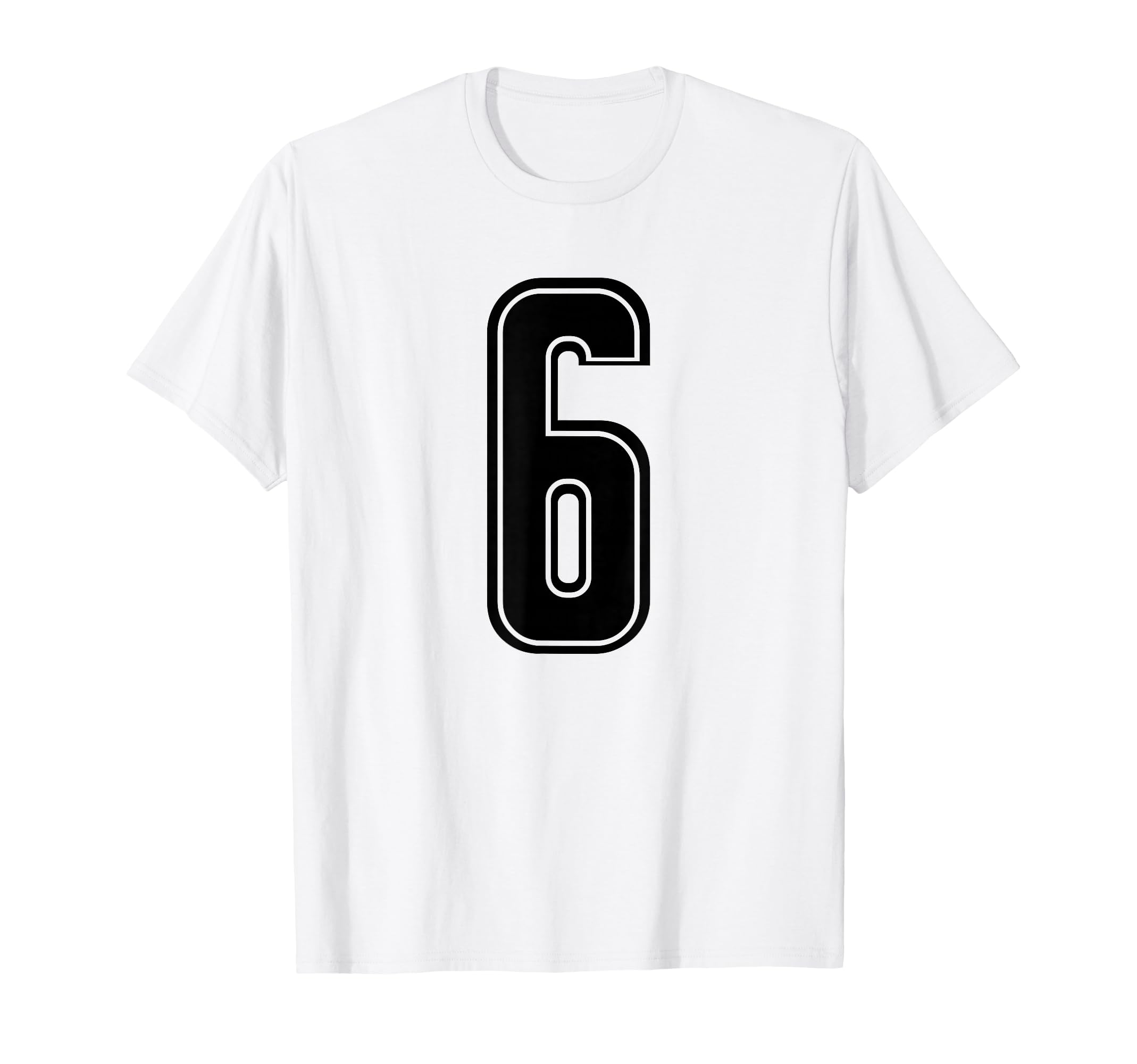 Black Sports Team Number 6 T-Shirt - Trendy Graphic for Adults - T-Shirt, Sweatshirt, Hoodie