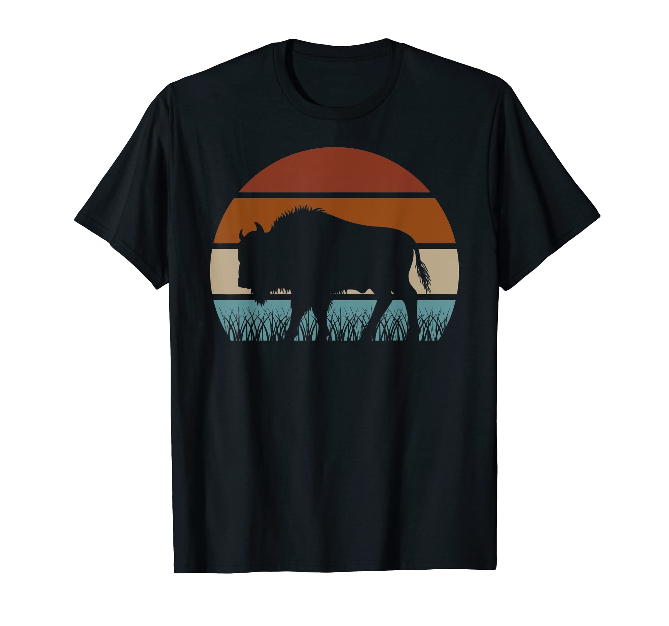 Great American Bison Buffalo Sunset T-Shirt - Minimalist Print for Adults - T-Shirt, Sweatshirt, Hoodie