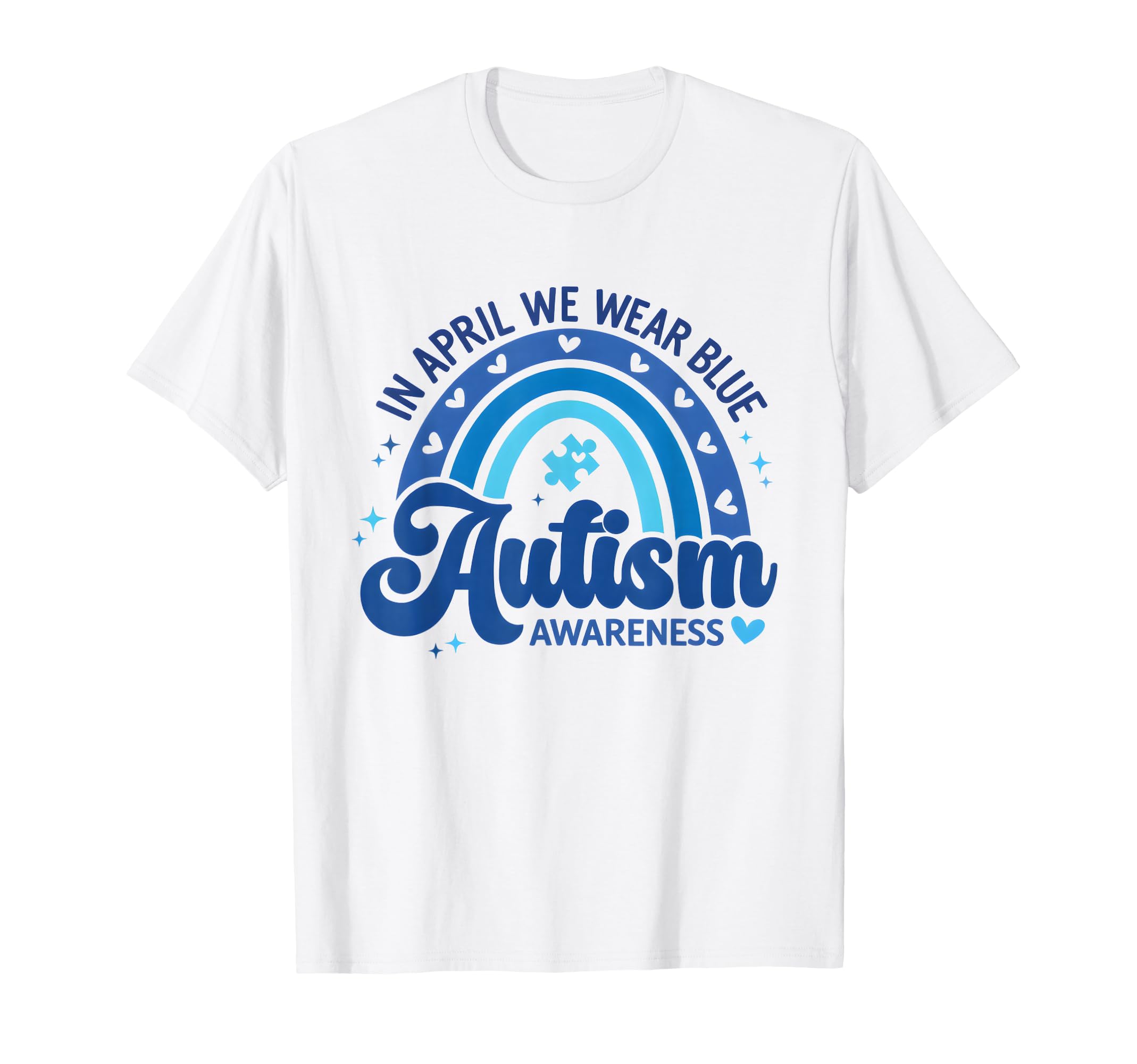 April We Wear Blue Autism Awareness T-Shirt - Aesthetic Graphic for Adults - T-Shirt, Sweatshirt, Hoodie
