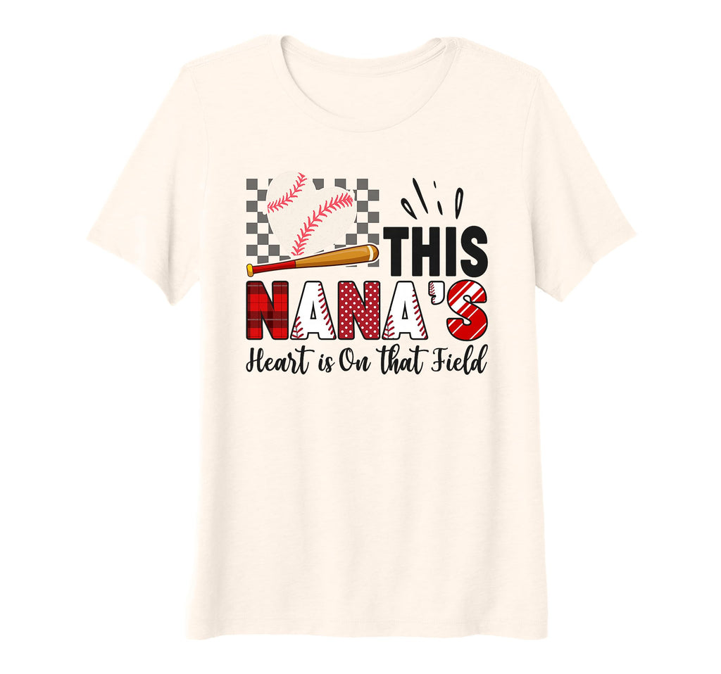 Womens Baseball Nana Heart Field Game T-Shirt - Graphic Print for Adults - T-Shirt, Sweatshirt, Hoodie