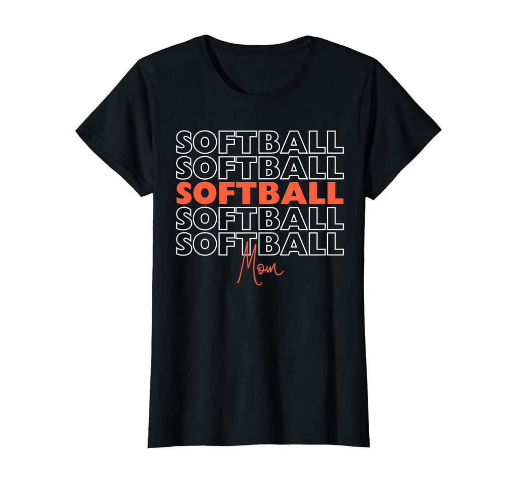 Softball Mom Orange Softball Team Mom T-Shirt - Custom Art Print Unisex - T-Shirt, Sweatshirt, Hoodie