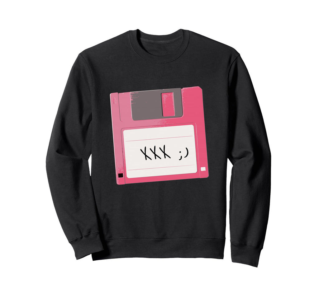 Floppy Disk Wink Funny Old School Sweatshirt - Custom Art Print Men Women - T-Shirt, Sweatshirt, Hoodie