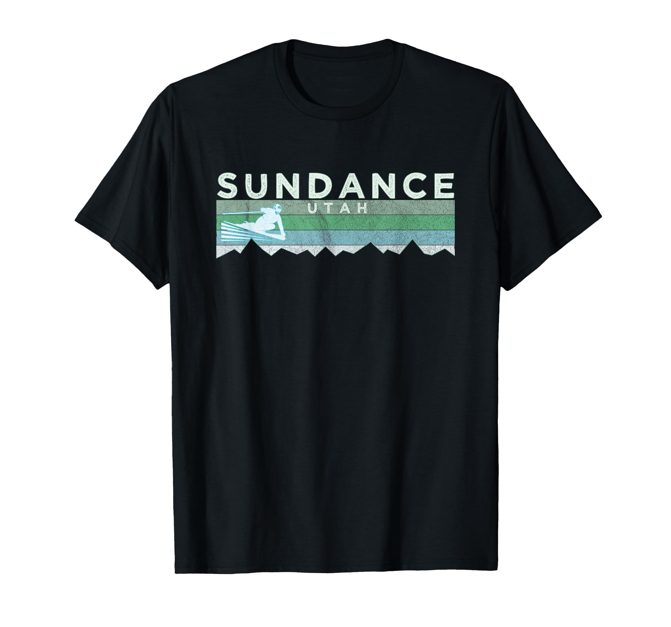 Sundance Ut Distressed Skiing T-Shirt - Fun Novelty Design Unisex - T-Shirt, Sweatshirt, Hoodie
