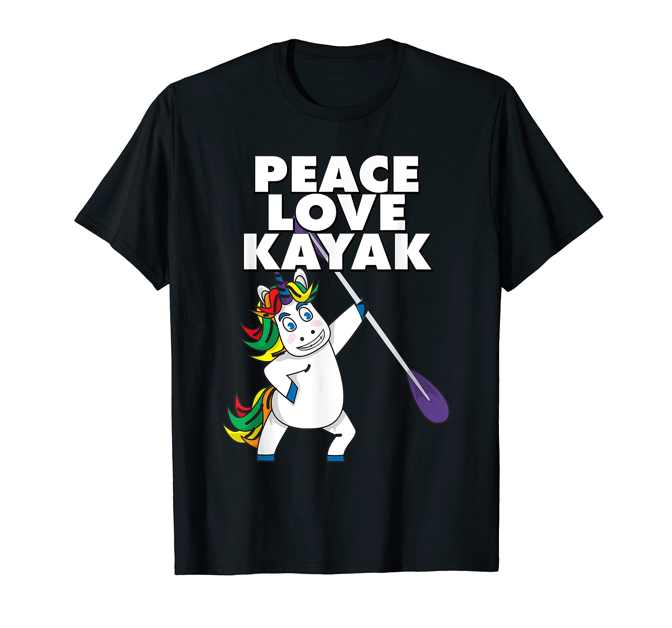 Funny Peace Love Kayak Kayaking Unicorn T-Shirt - Aesthetic Graphic Unisex - T-Shirt, Sweatshirt, Hoodie