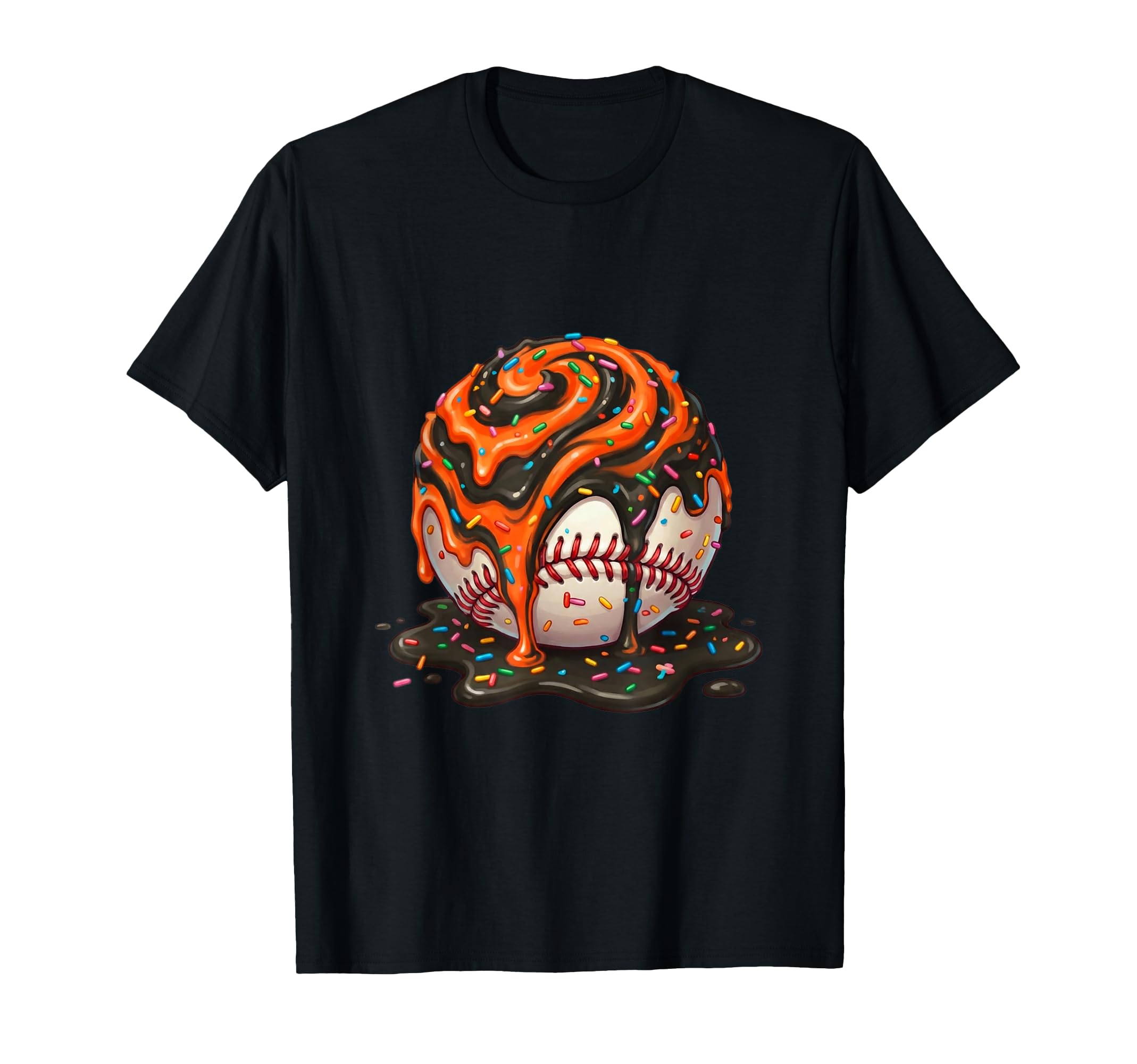 Baseball Drip Ice Cream Fire Swirl Melt Art T-Shirt - Unique Graphic Unisex - T-Shirt, Sweatshirt, Hoodie
