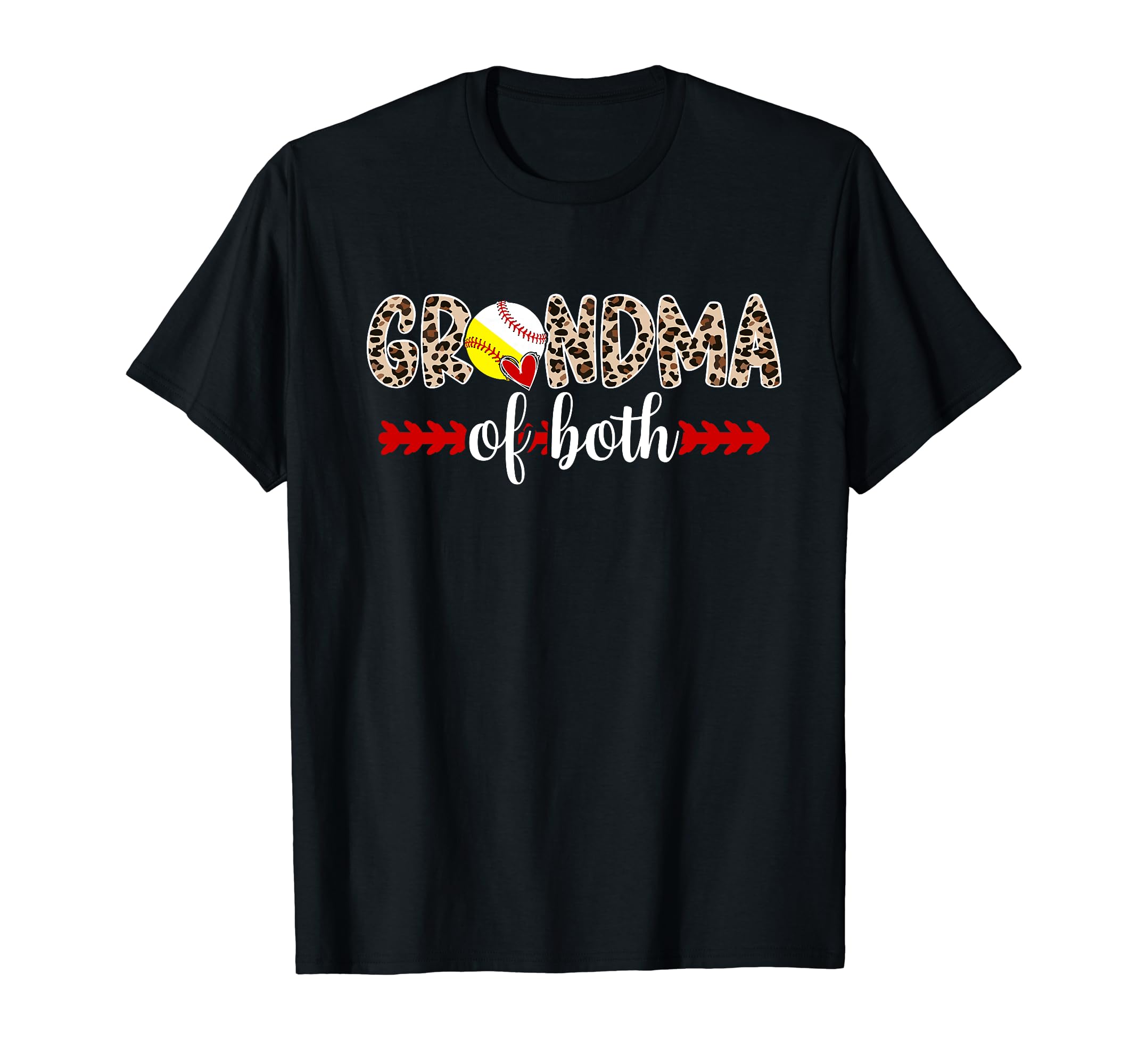 Grandma Both Leopard Baseball Softball T-Shirt - Minimalist Print Unisex - T-Shirt, Sweatshirt, Hoodie