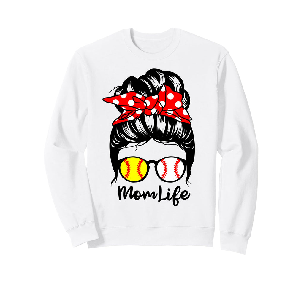 Mom Life Messy Bun Hair Funny Sweatshirt - Trendy Graphic for Adults - T-Shirt, Sweatshirt, Hoodie