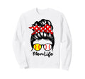Mom Life Messy Bun Hair Funny Sweatshirt - Trendy Graphic for Adults - T-Shirt, Sweatshirt, Hoodie