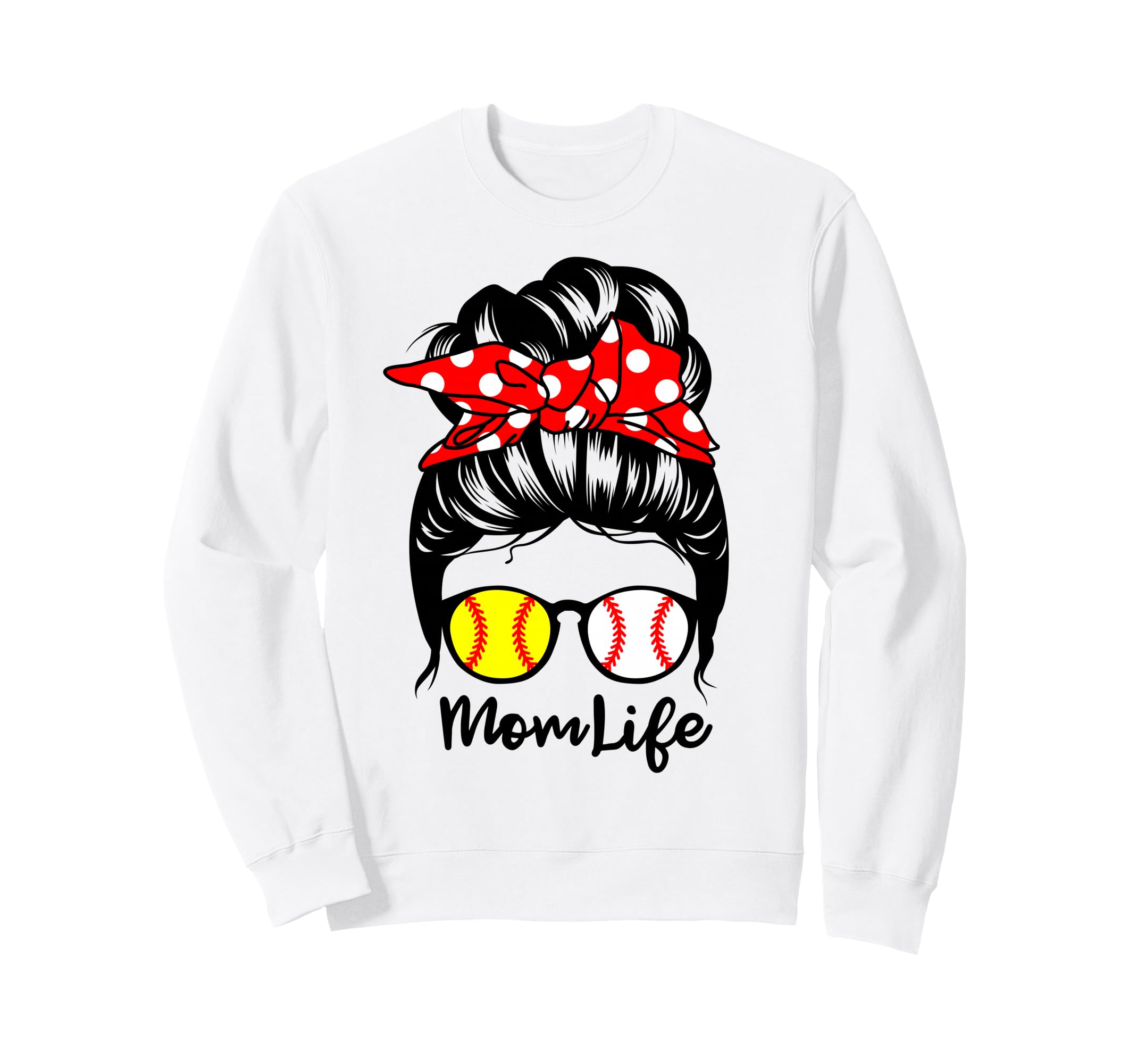 Mom Life Messy Bun Hair Funny Sweatshirt - Trendy Graphic for Adults - T-Shirt, Sweatshirt, Hoodie