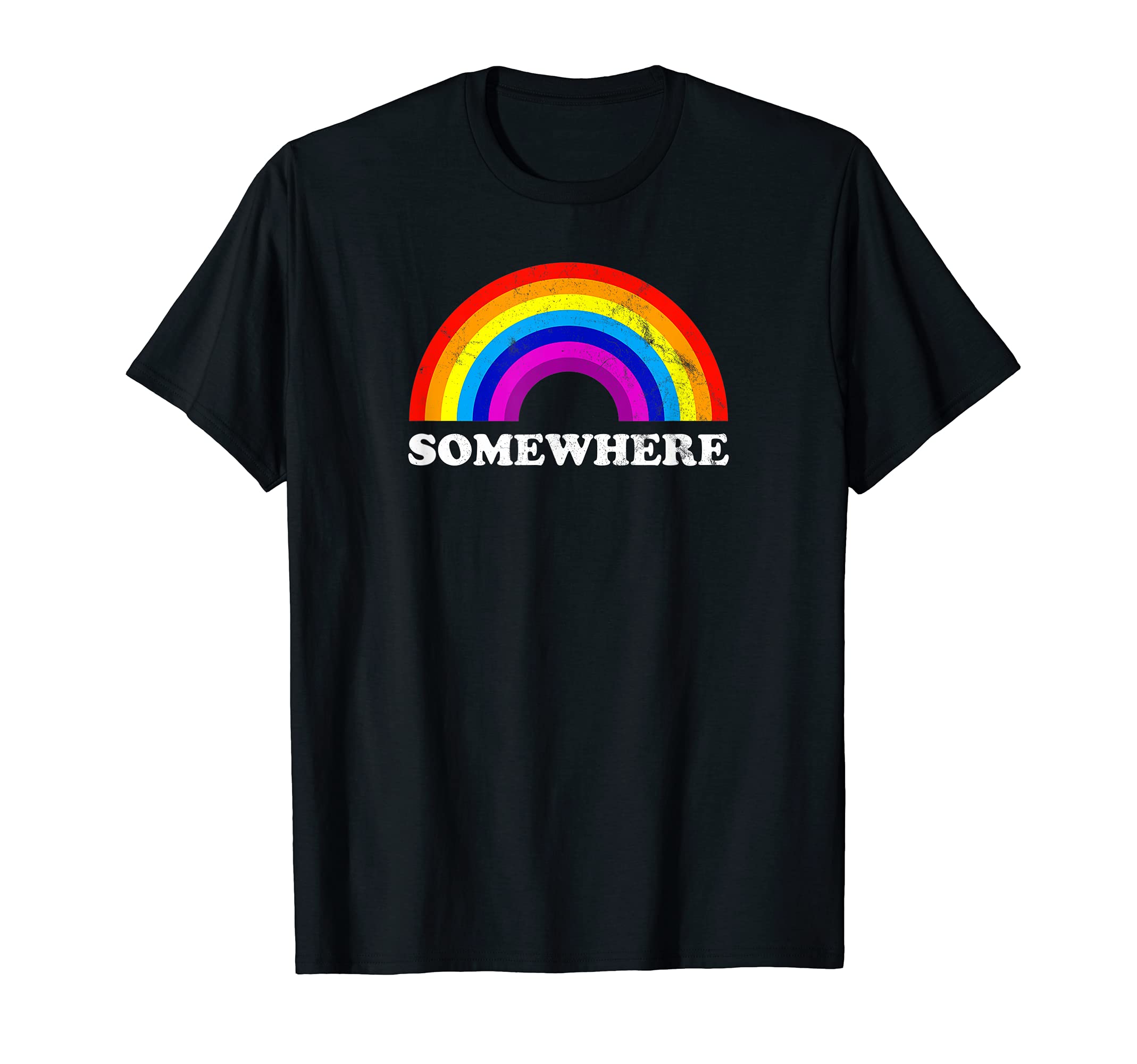 Distressed Pride Somewhere Over T-Shirt - Custom Art Print for Adults - T-Shirt, Sweatshirt, Hoodie