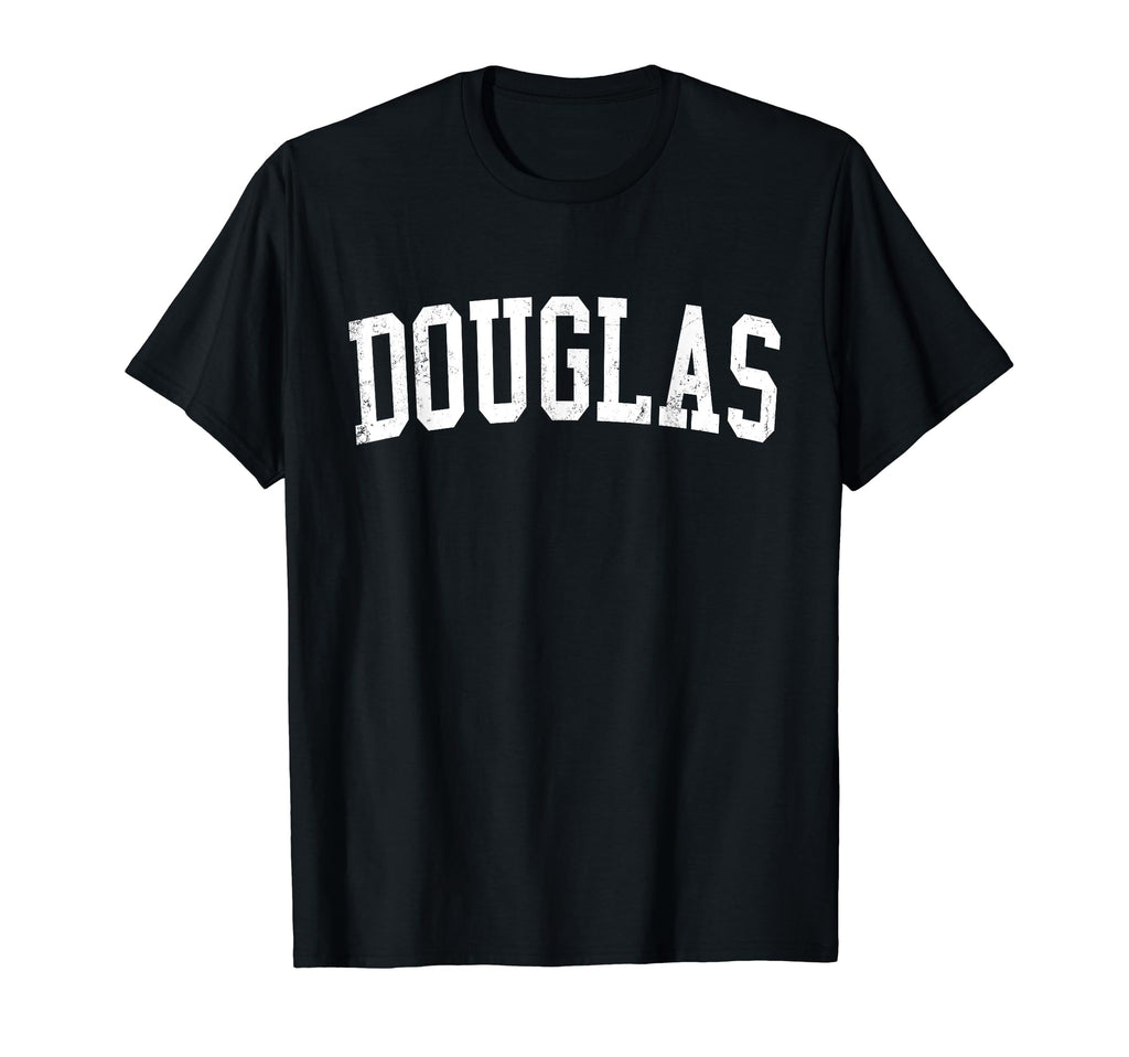 Douglas Az Distressed White Varsity T-Shirt - Minimalist Print Men Women - T-Shirt, Sweatshirt, Hoodie