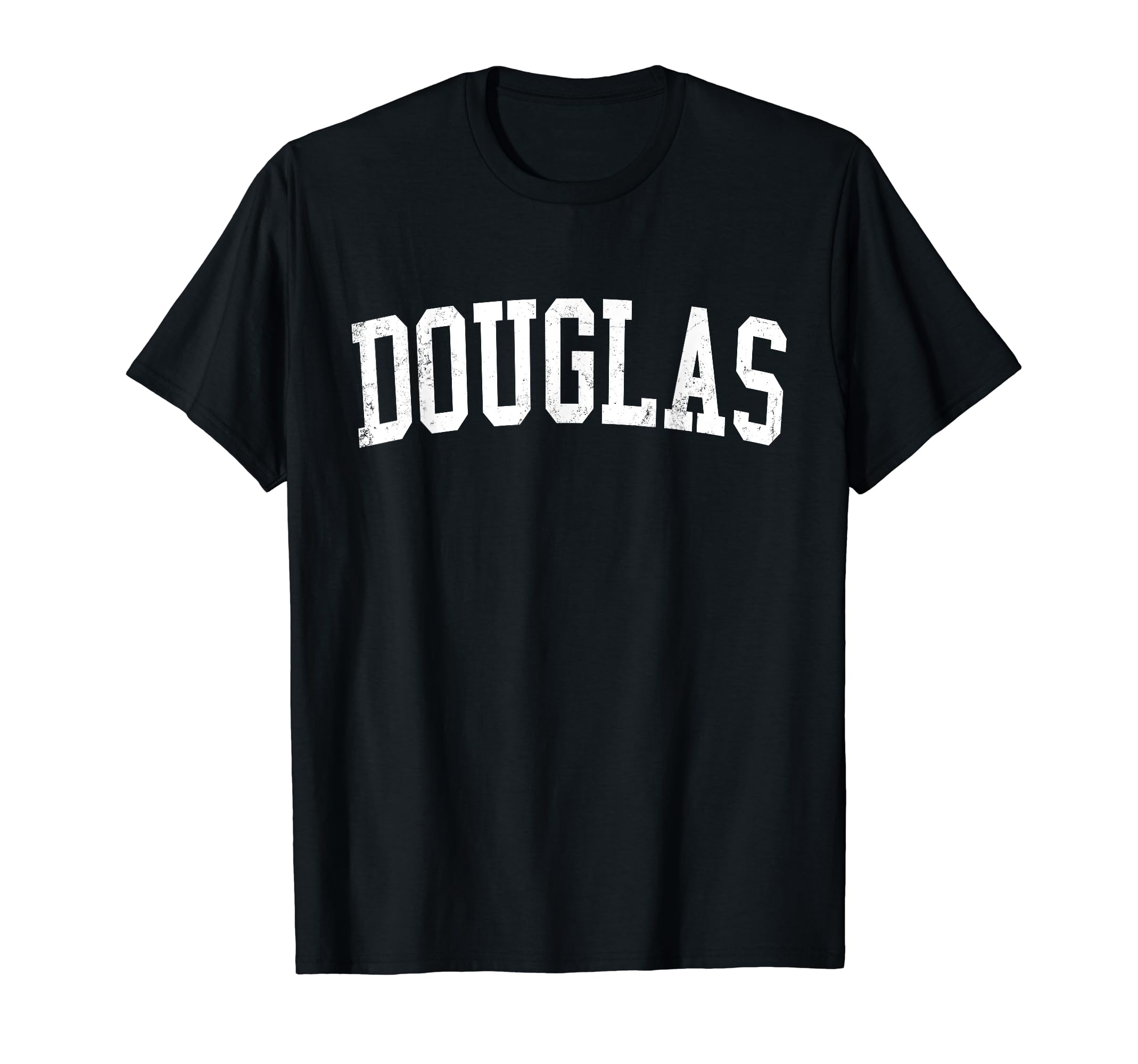 Douglas Az Distressed White Varsity T-Shirt - Minimalist Print Men Women - T-Shirt, Sweatshirt, Hoodie