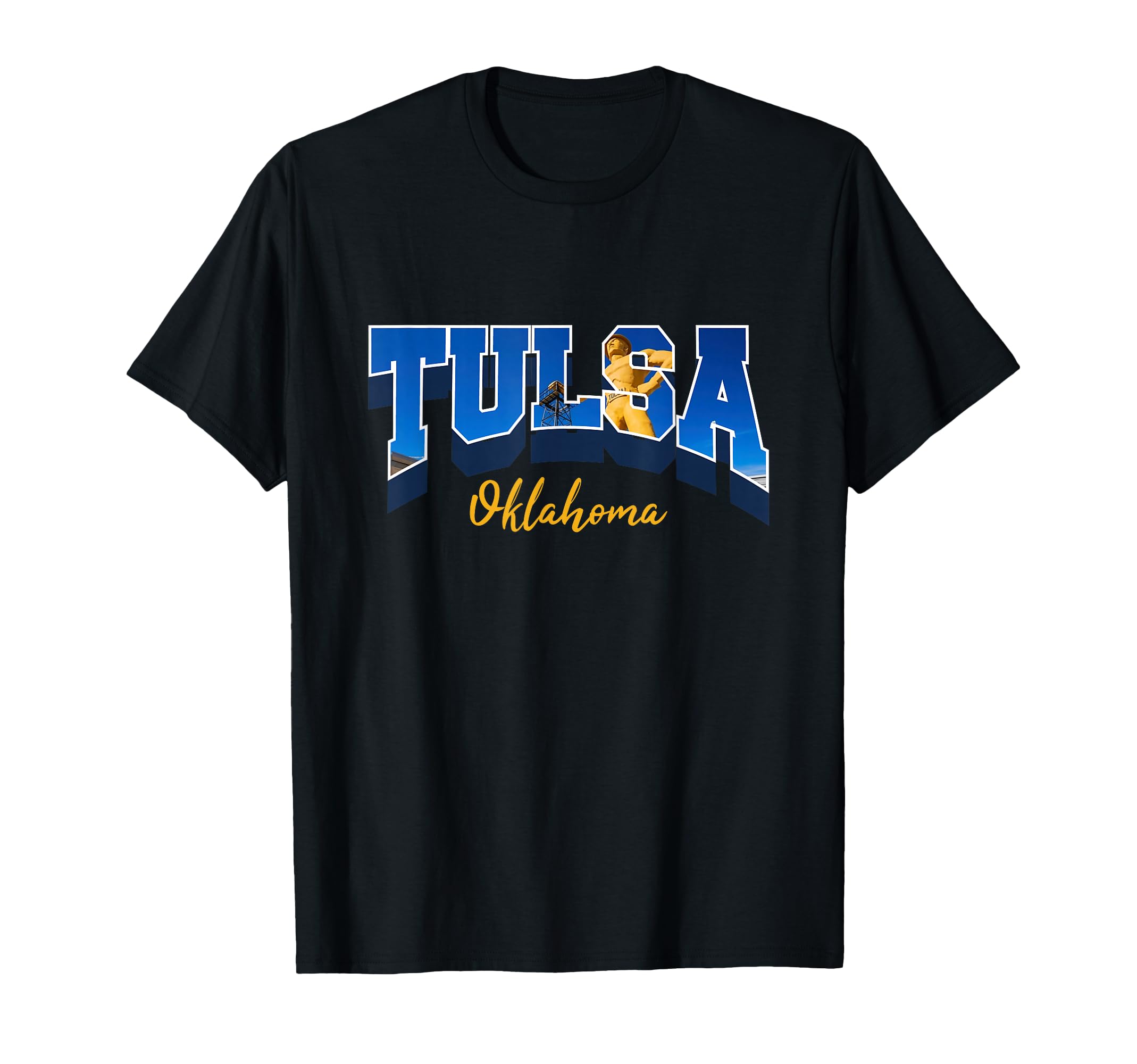 Tulsa Golden Driller Inside Varsity T-Shirt - Novelty Apparel Unisex - T-Shirt, Sweatshirt, Hoodie