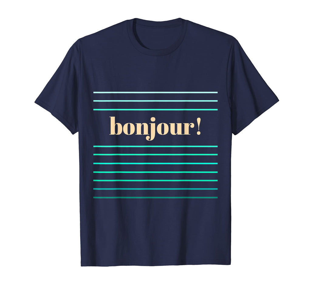 Bonjour Stripe T-Shirt - Graphic Print for Adults - T-Shirt, Sweatshirt, Hoodie