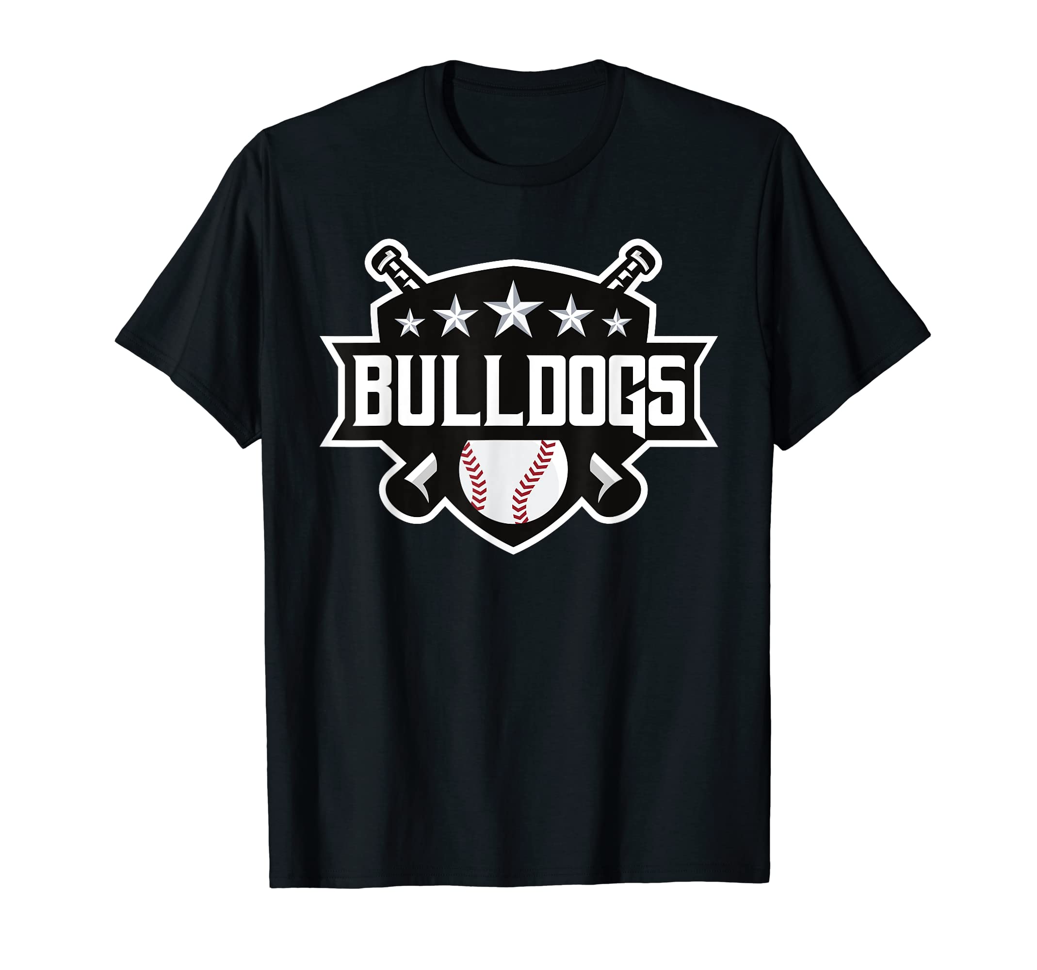 Bulldogs Black Baseball Game Day Stars T-Shirt - Streetwear Style Unisex - T-Shirt, Sweatshirt, Hoodie