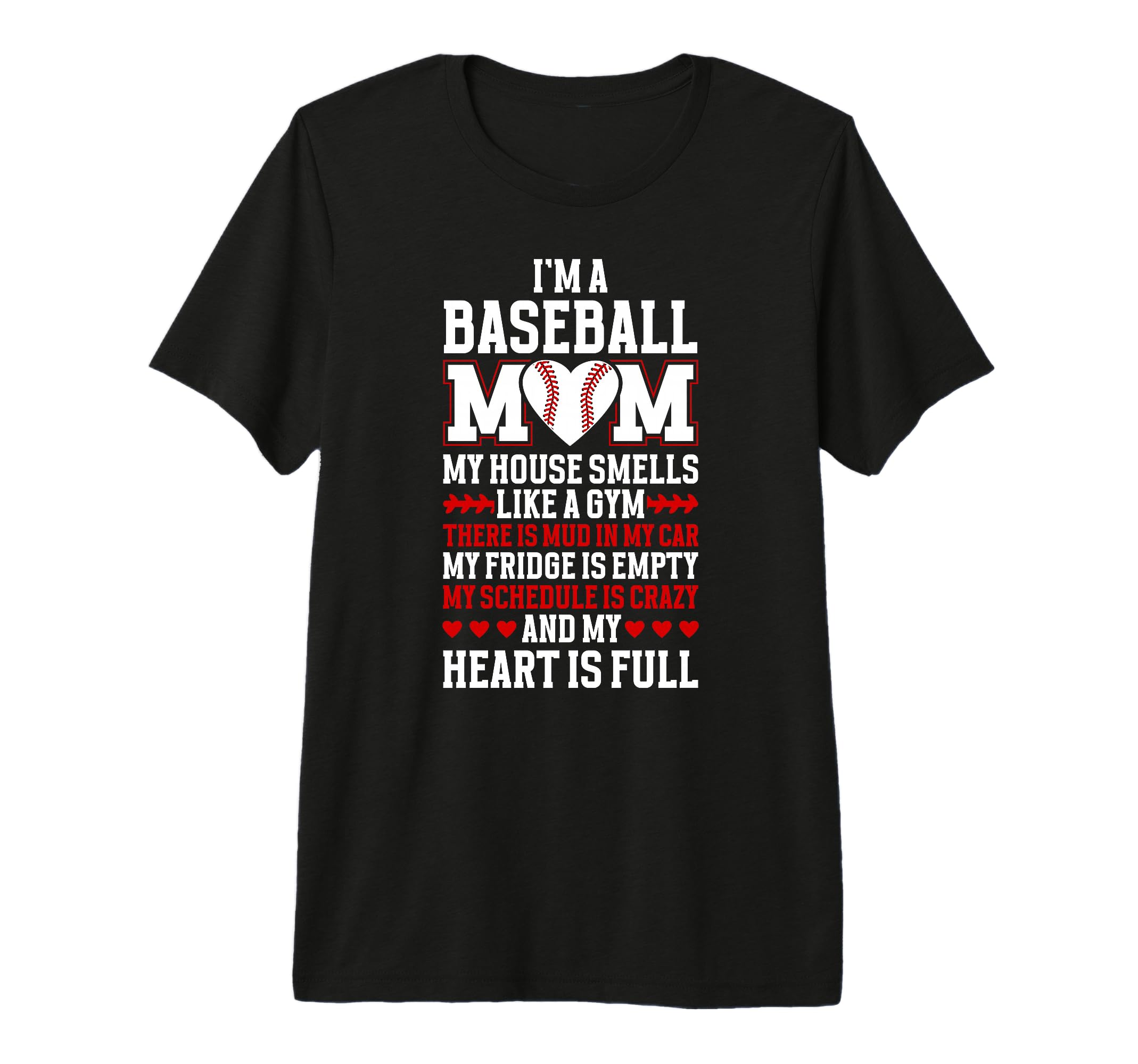 Baseball Mom My Heart Is Full Mom T-Shirt - Aesthetic Graphic for Adults - T-Shirt, Sweatshirt, Hoodie
