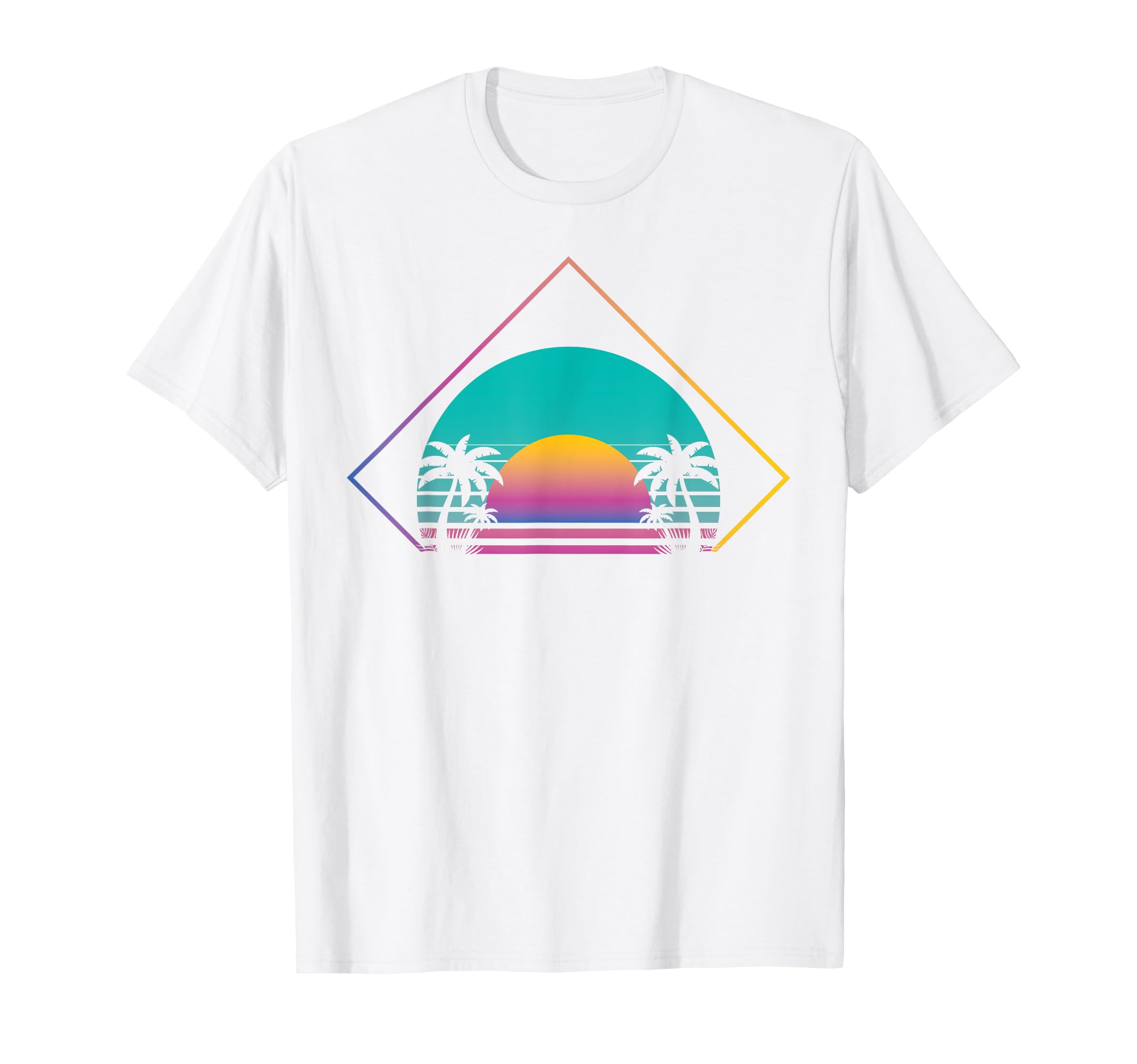 Sunset Palm Trees 90S Art 80S T-Shirt - Casual Everyday Wear for Adults - T-Shirt, Sweatshirt, Hoodie